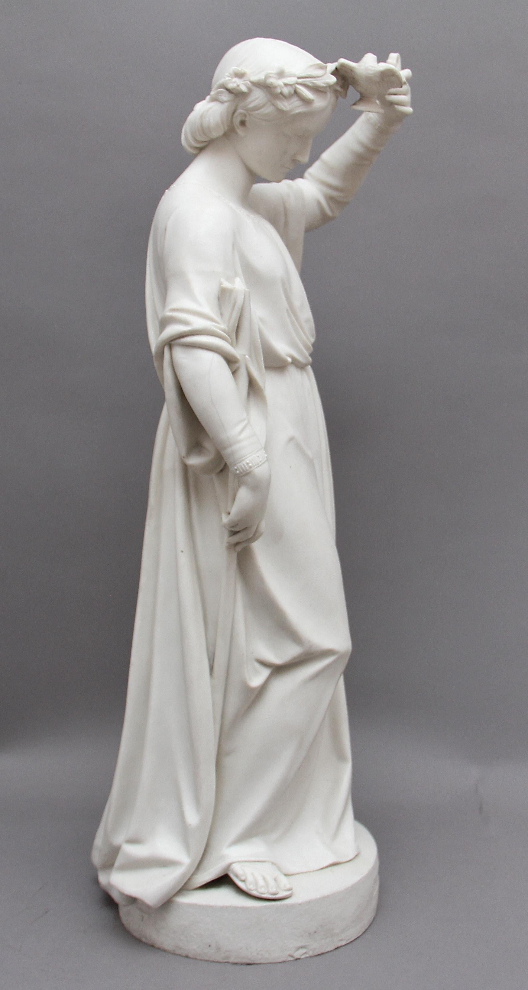 Early Victorian 19th Century Parian Figure of the Lady with the Lamp