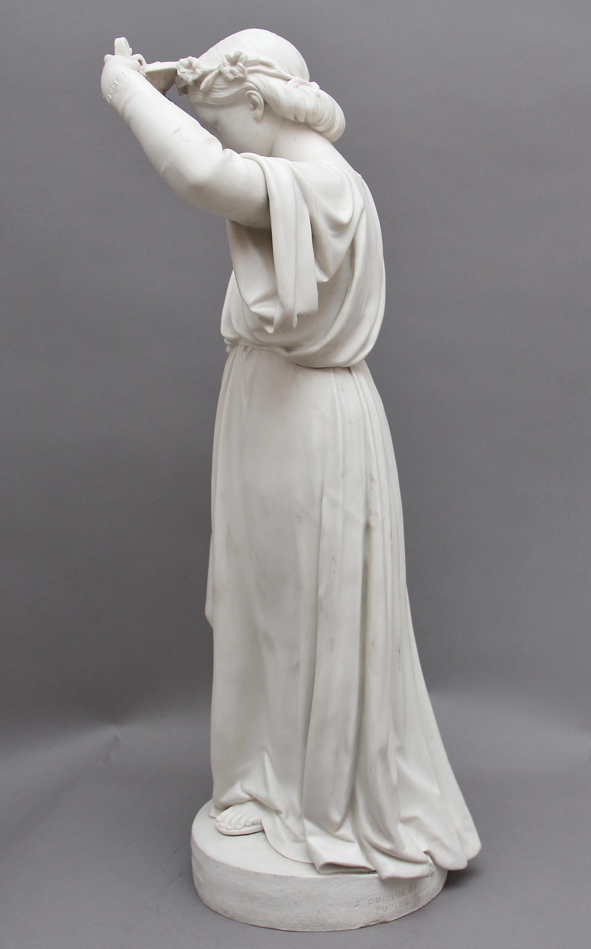 19th Century Parian Figure of the Lady with the Lamp In Good Condition In Martlesham, GB