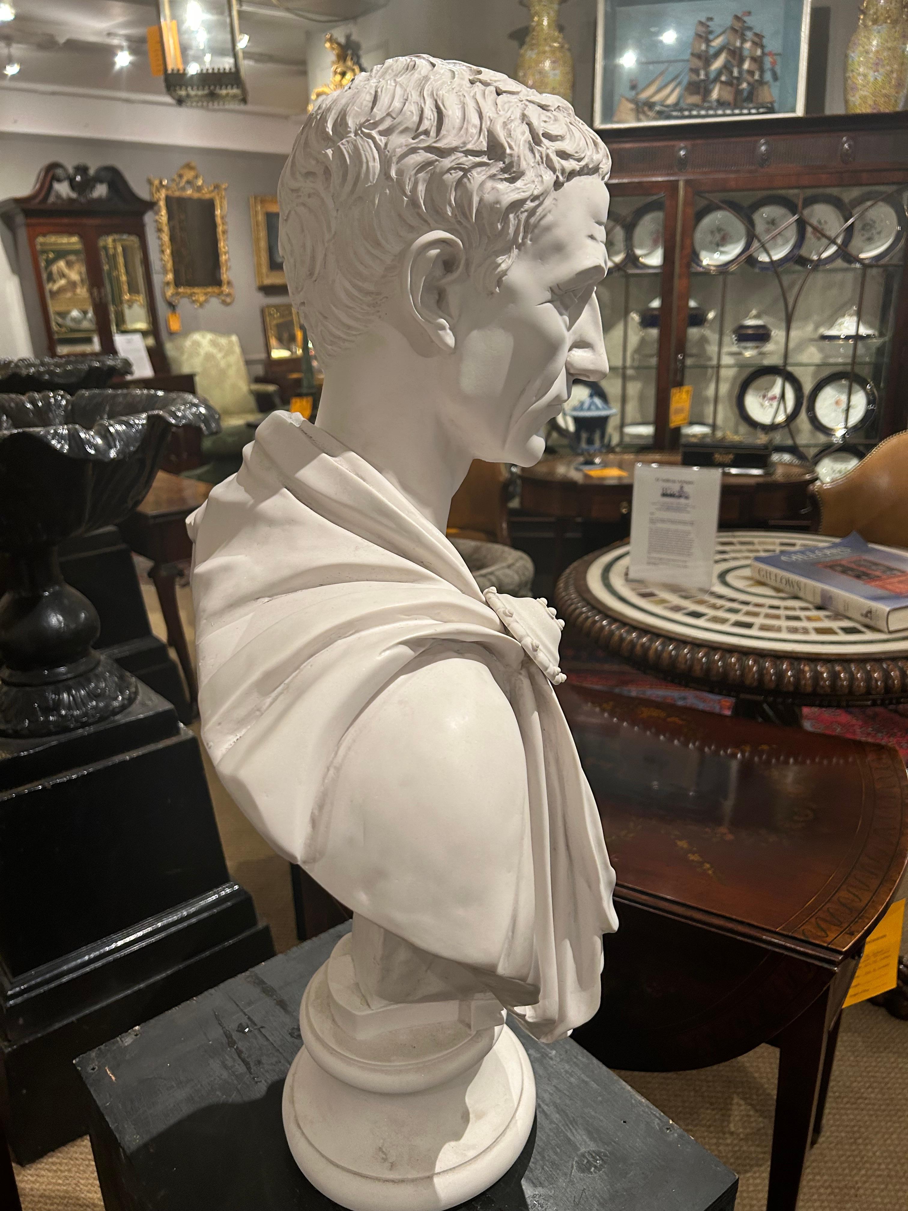 Italian 19th Century Parian Ware Bust of Julius Caesar For Sale
