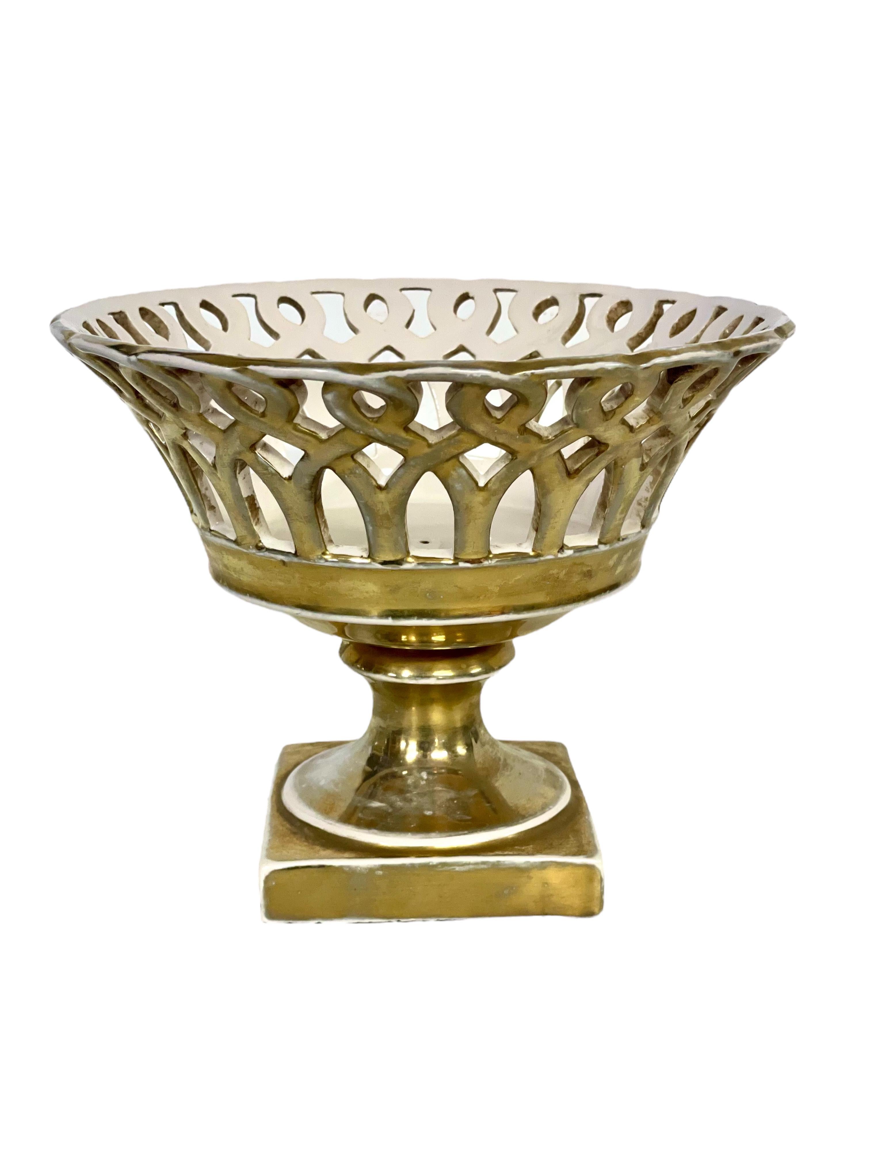 French 19th Century Paris Porcelain Basket Vase For Sale
