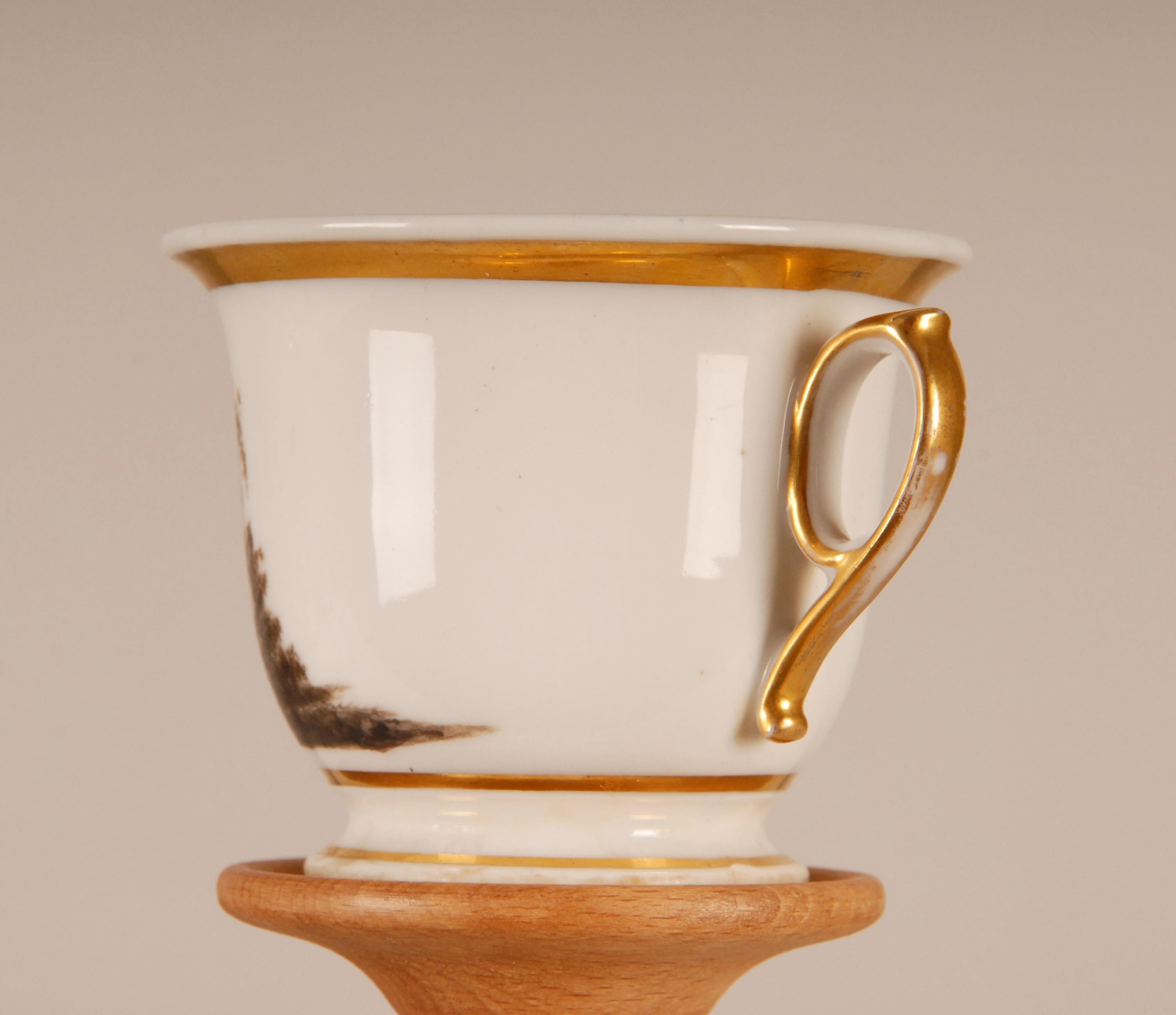 19ème siècle Paris Porcelaine Cabinet Coupe grissaile moutons scène pastorale Rococo Bon état - En vente à Wommelgem, VAN