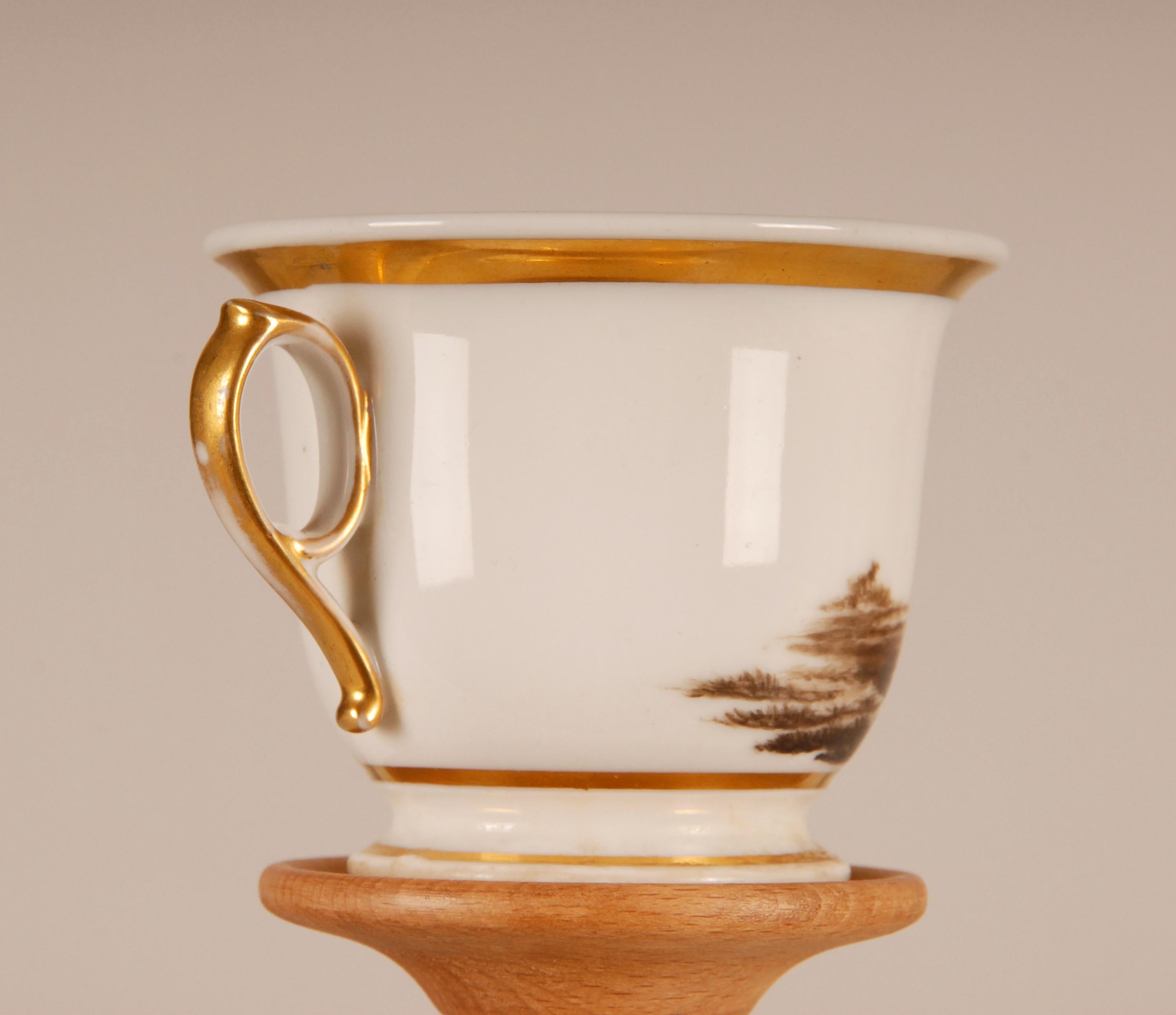 XIXe siècle 19ème siècle Paris Porcelaine Cabinet Coupe grissaile moutons scène pastorale Rococo en vente