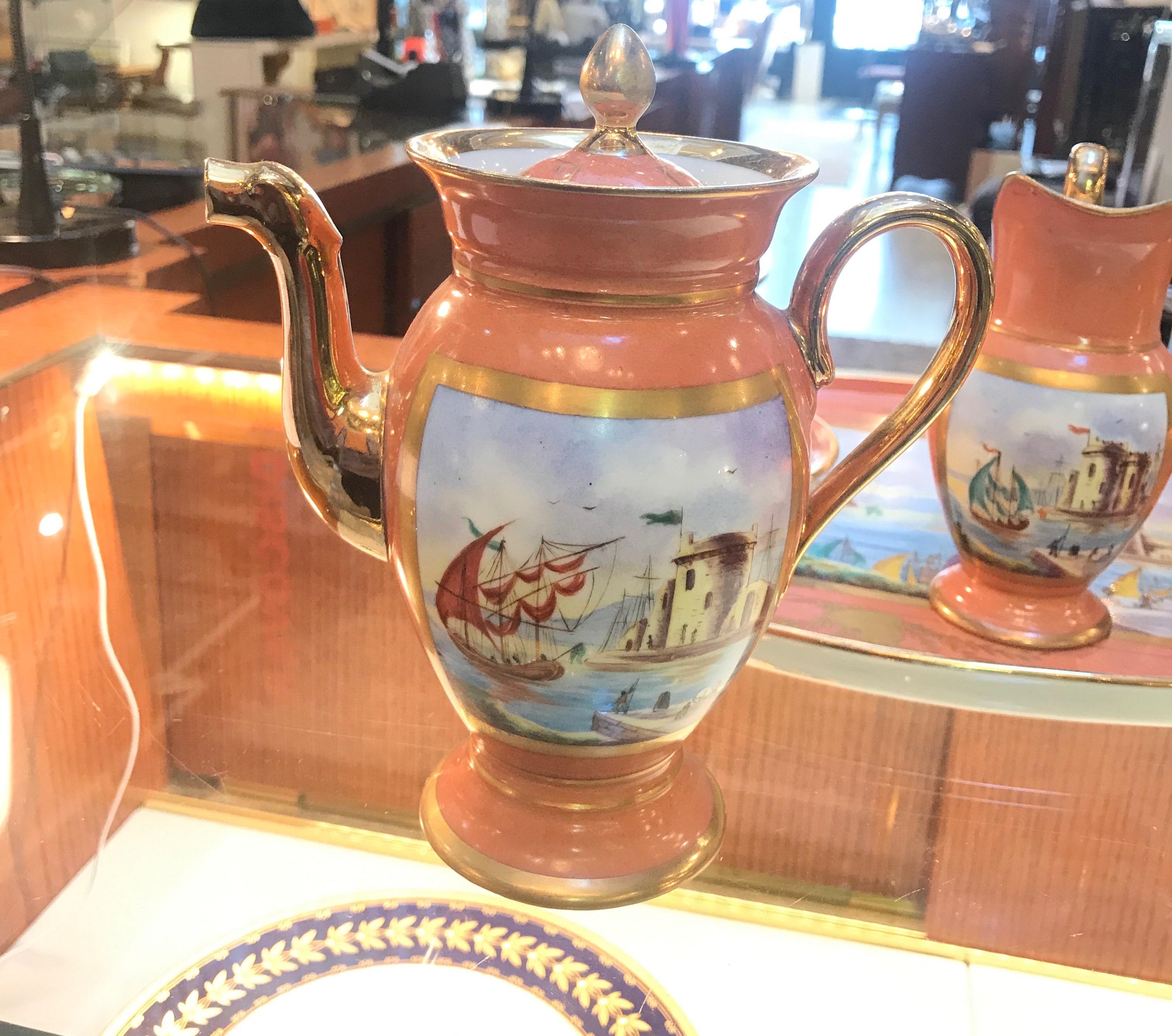 19th Century Paris Porcelain Tea Set In Good Condition In Lambertville, NJ