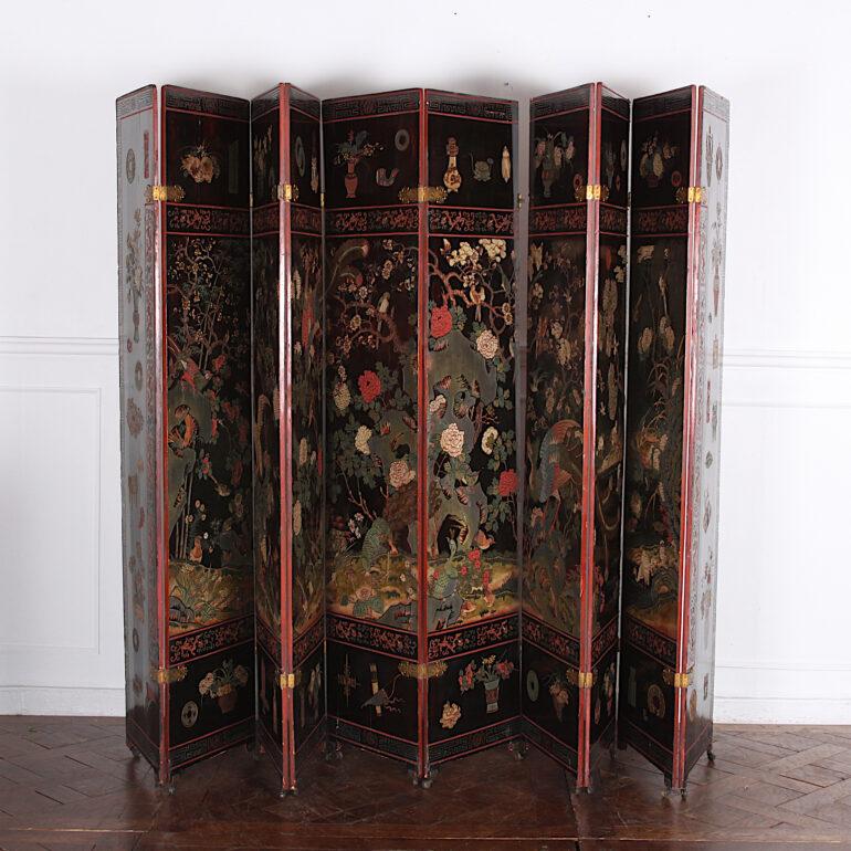 19th Century Parisian 10 Panel Coromandel Lacquer Chinoiserie Screen C.1850 For Sale