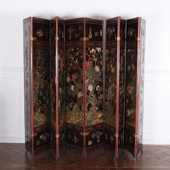 Antique 19th Century Parisian 10 Panel Coromandel Lacquer Chinoiserie Screen C.1850