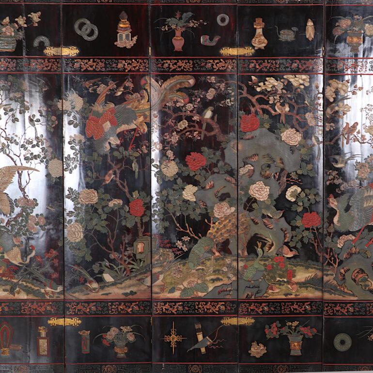 19th Century Parisian 10 Panel Coromandel Lacquer Chinoiserie Screen C.1850 For Sale 3