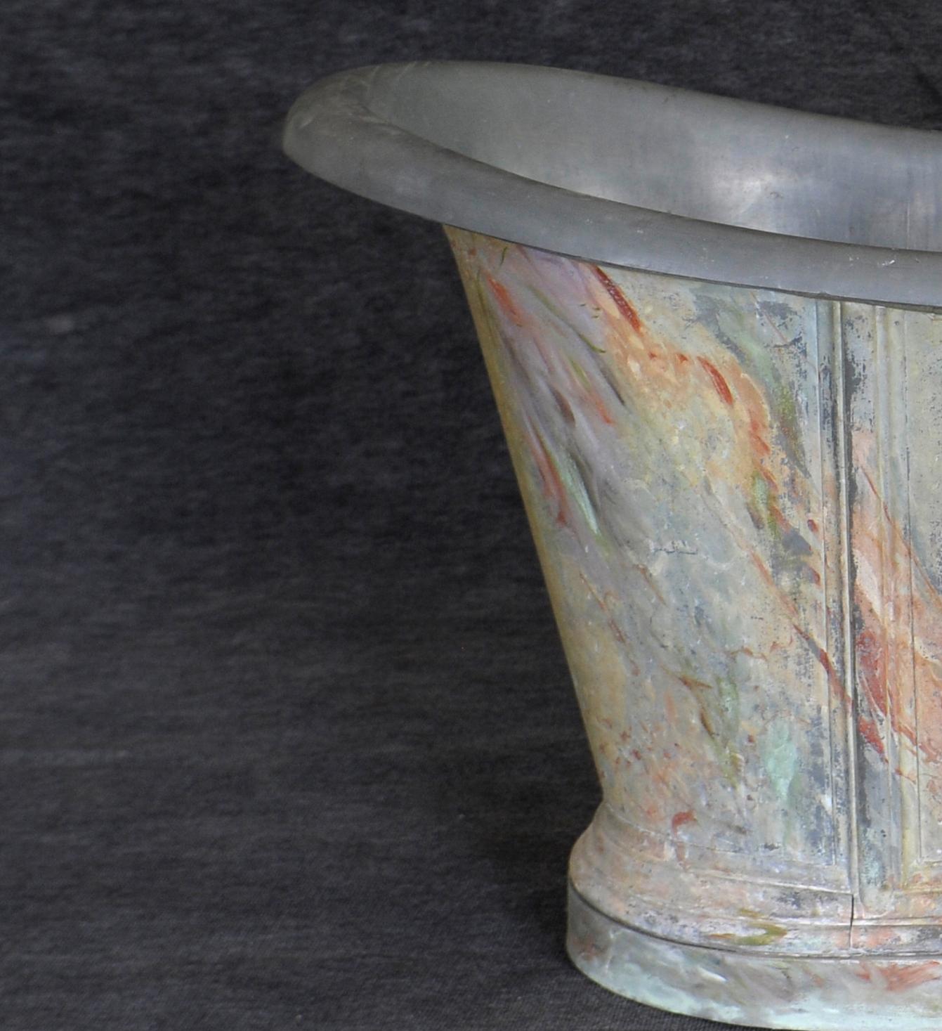 Napoleon III 19th Century Parisian Faux Marble Painted Zinc Bathtub For Sale