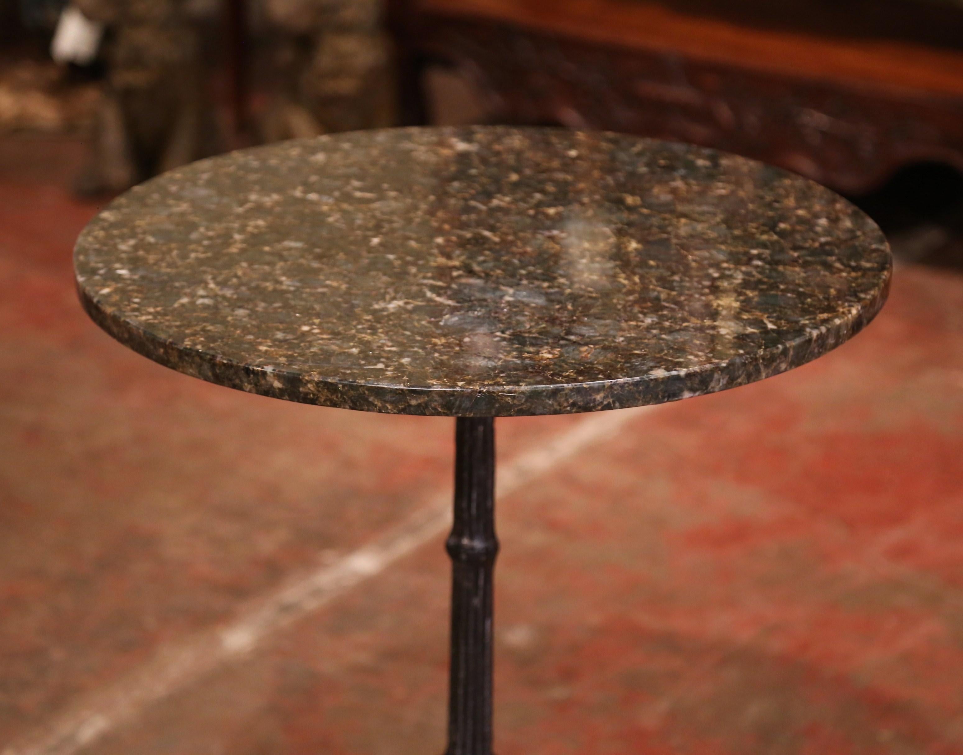 19th Century Parisian Iron Bistrot Pedestal Table with Black Marble Top (Napoleon III.)