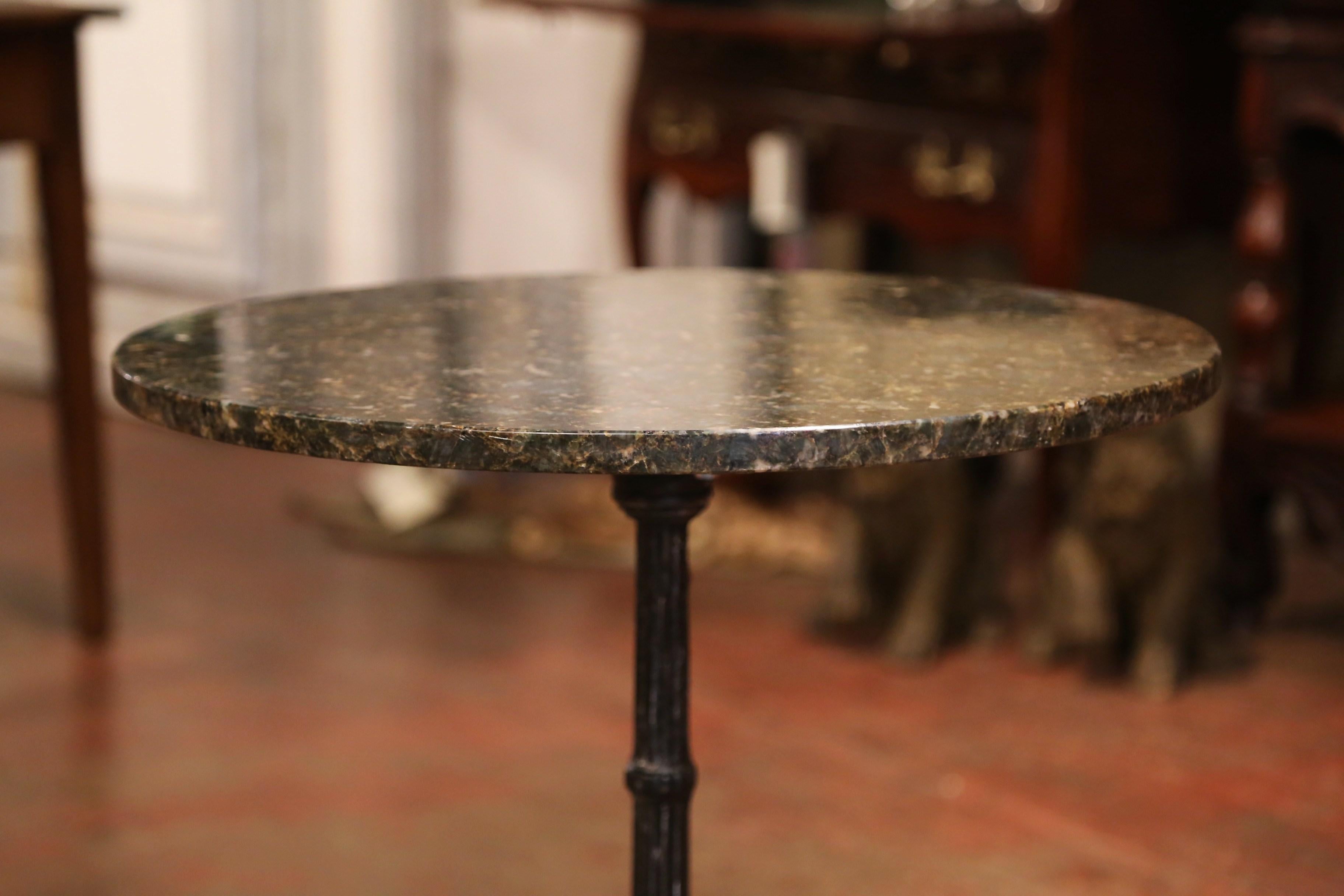 19th Century Parisian Iron Bistrot Pedestal Table with Black Marble Top 1