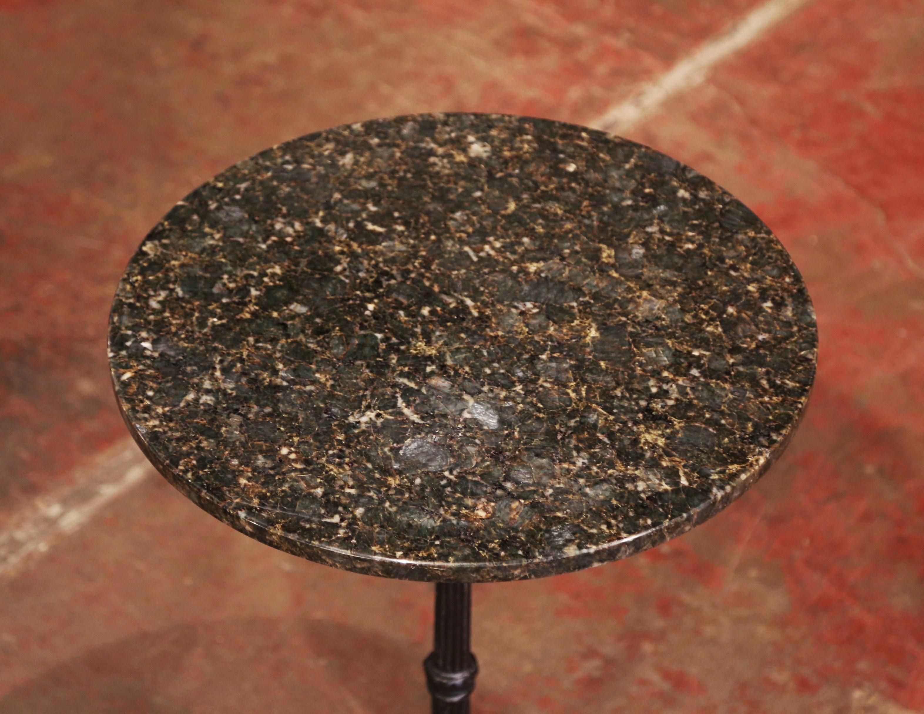 19th Century Parisian Iron Bistrot Pedestal Table with Black Marble Top (Eisen)