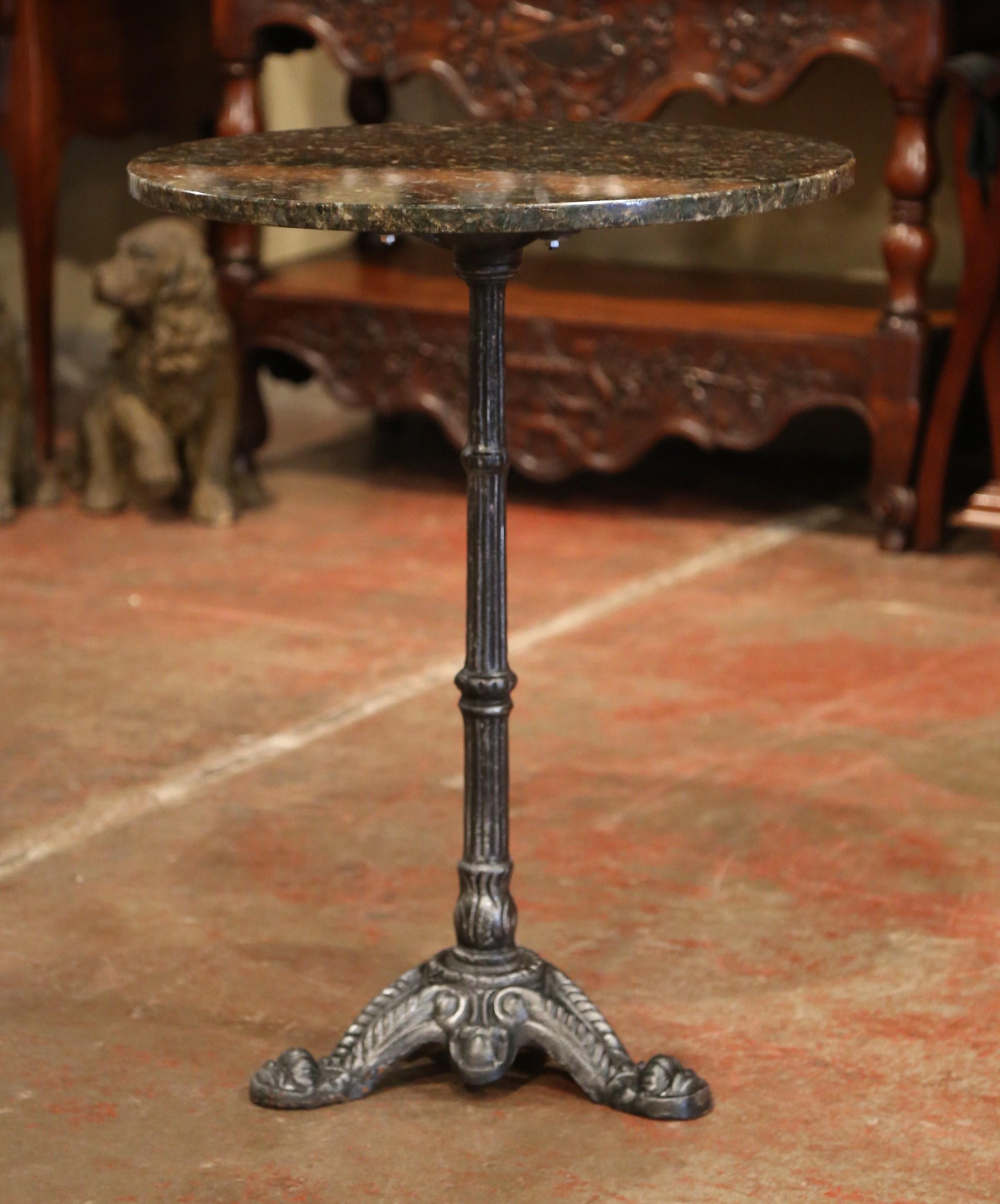 19th Century Parisian Iron Bistrot Pedestal Table with Black Marble Top 3