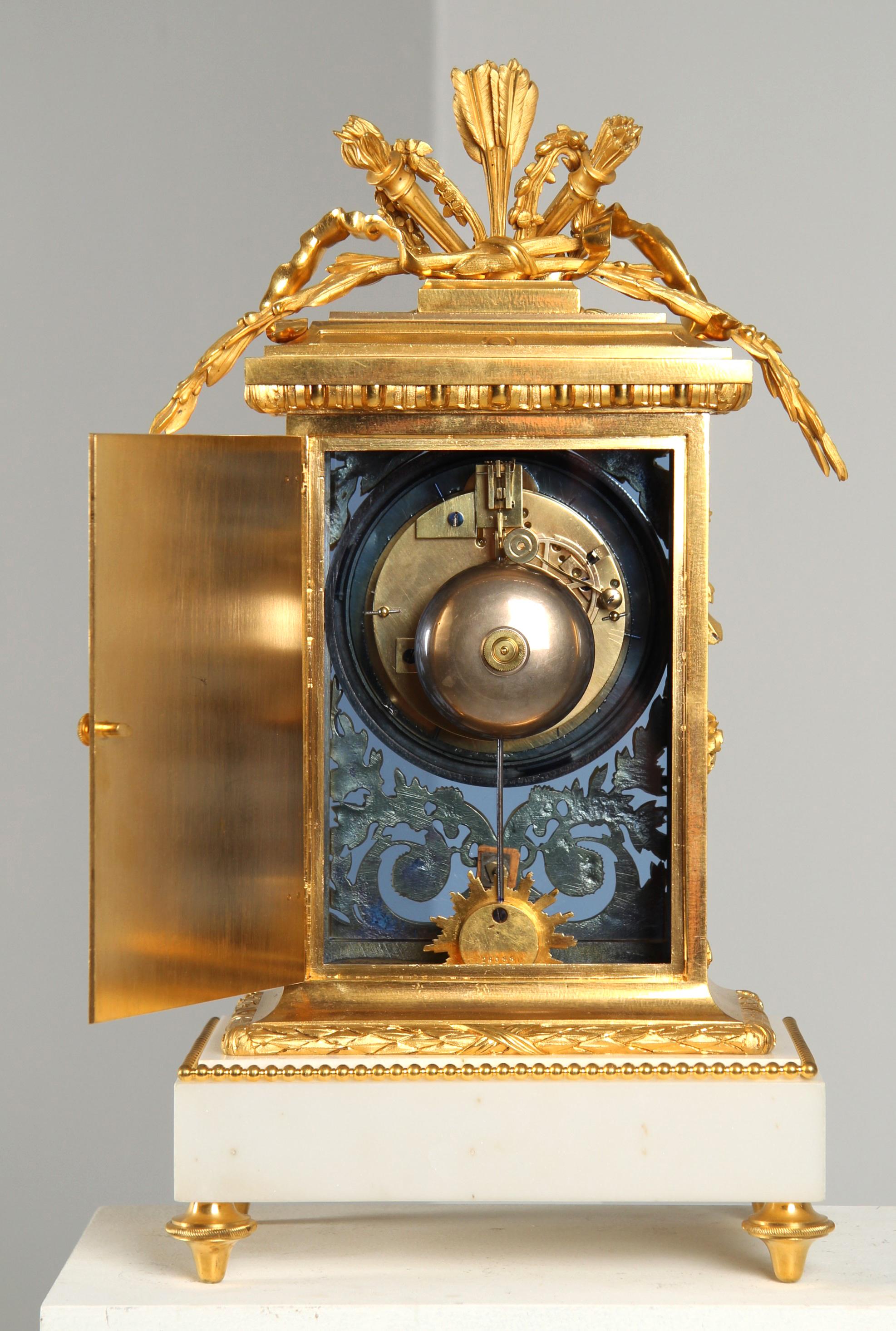 19th Century Parisian Mantel Clock in Louis XVI Style, signed Lepine, circa 1870 For Sale 4