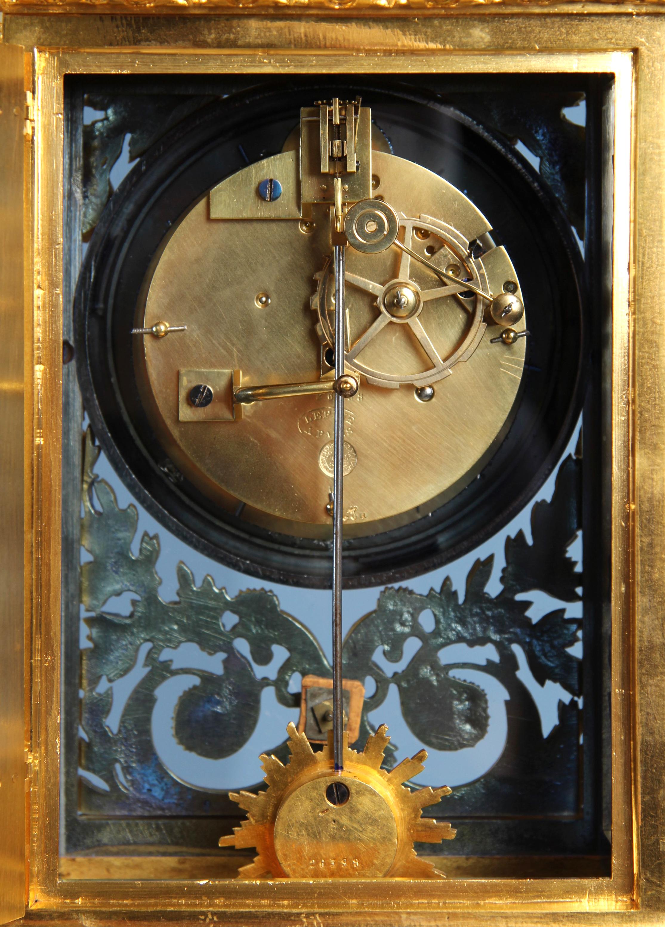 19th Century Parisian Mantel Clock in Louis XVI Style, signed Lepine, circa 1870 For Sale 5