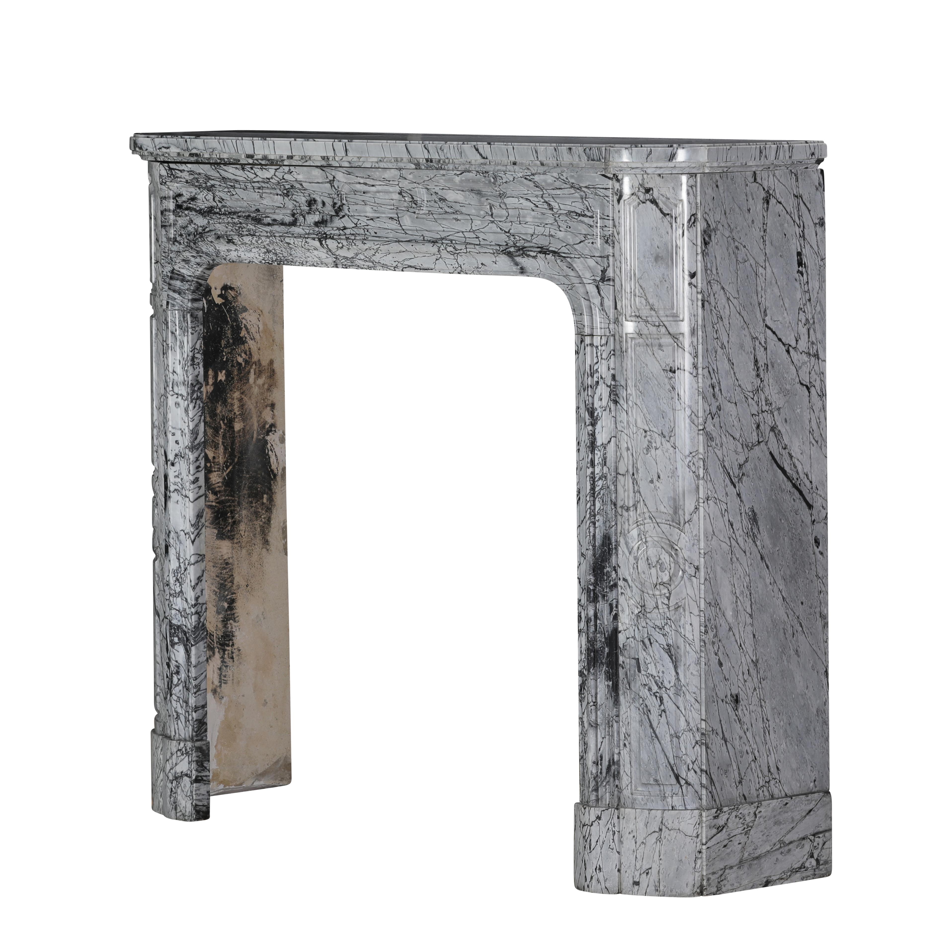 19th-Century Parisian Marble Fireplace in Bleu Fleuri  Authentic French Mantel For Sale 5