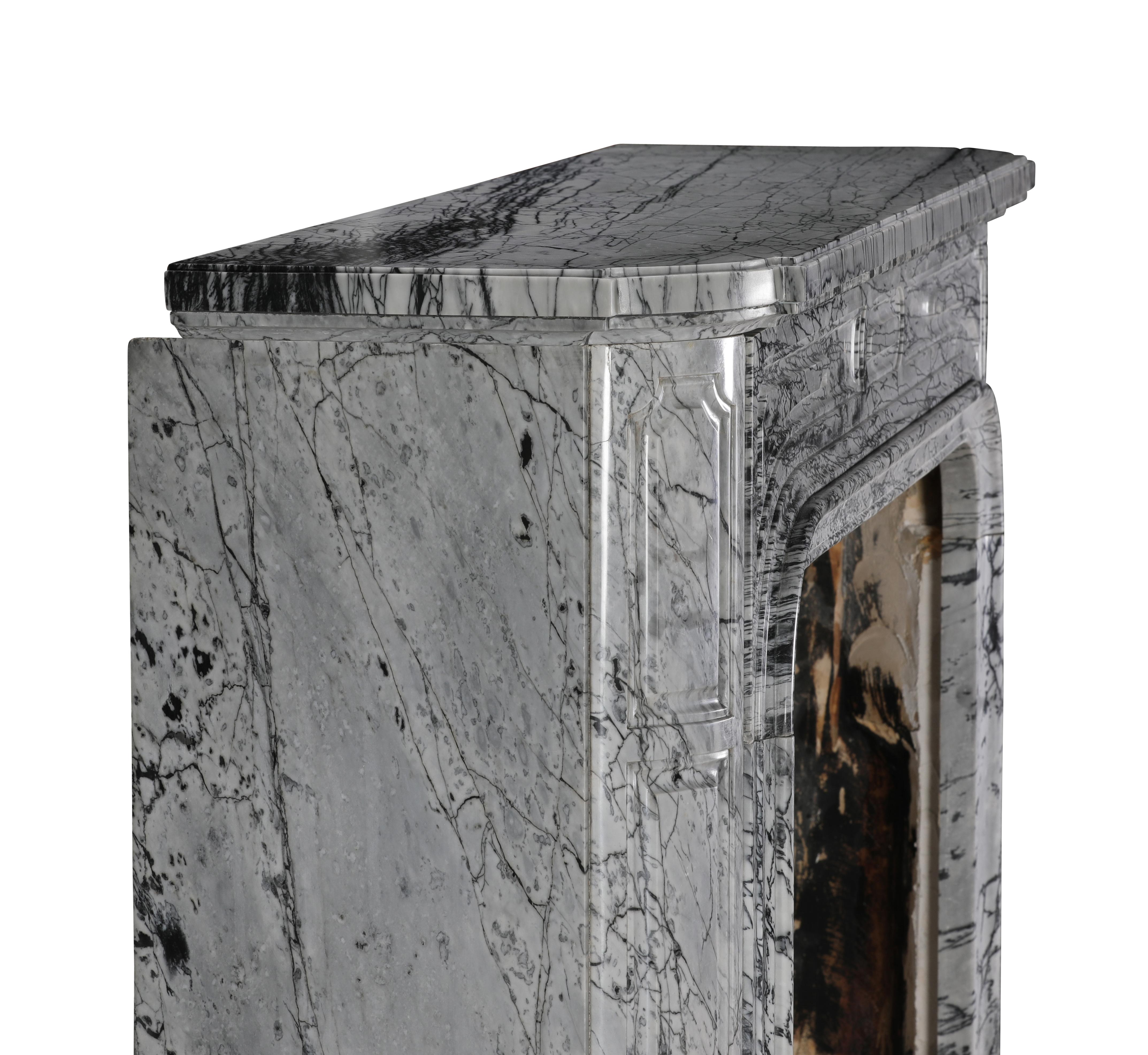 19th-Century Parisian Marble Fireplace in Bleu Fleuri  Authentic French Mantel For Sale 8