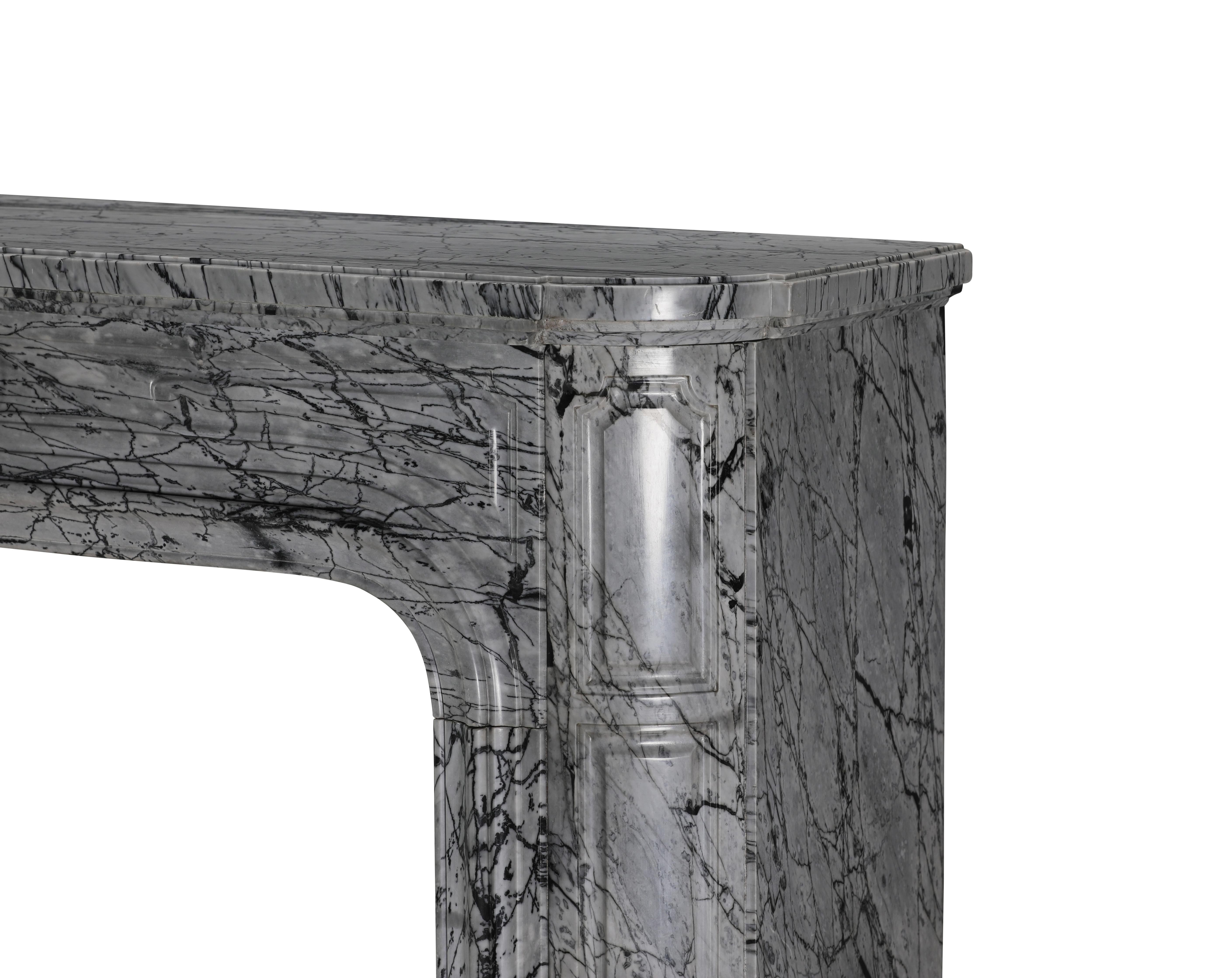 19th-Century Parisian Marble Fireplace in Bleu Fleuri  Authentic French Mantel For Sale 11