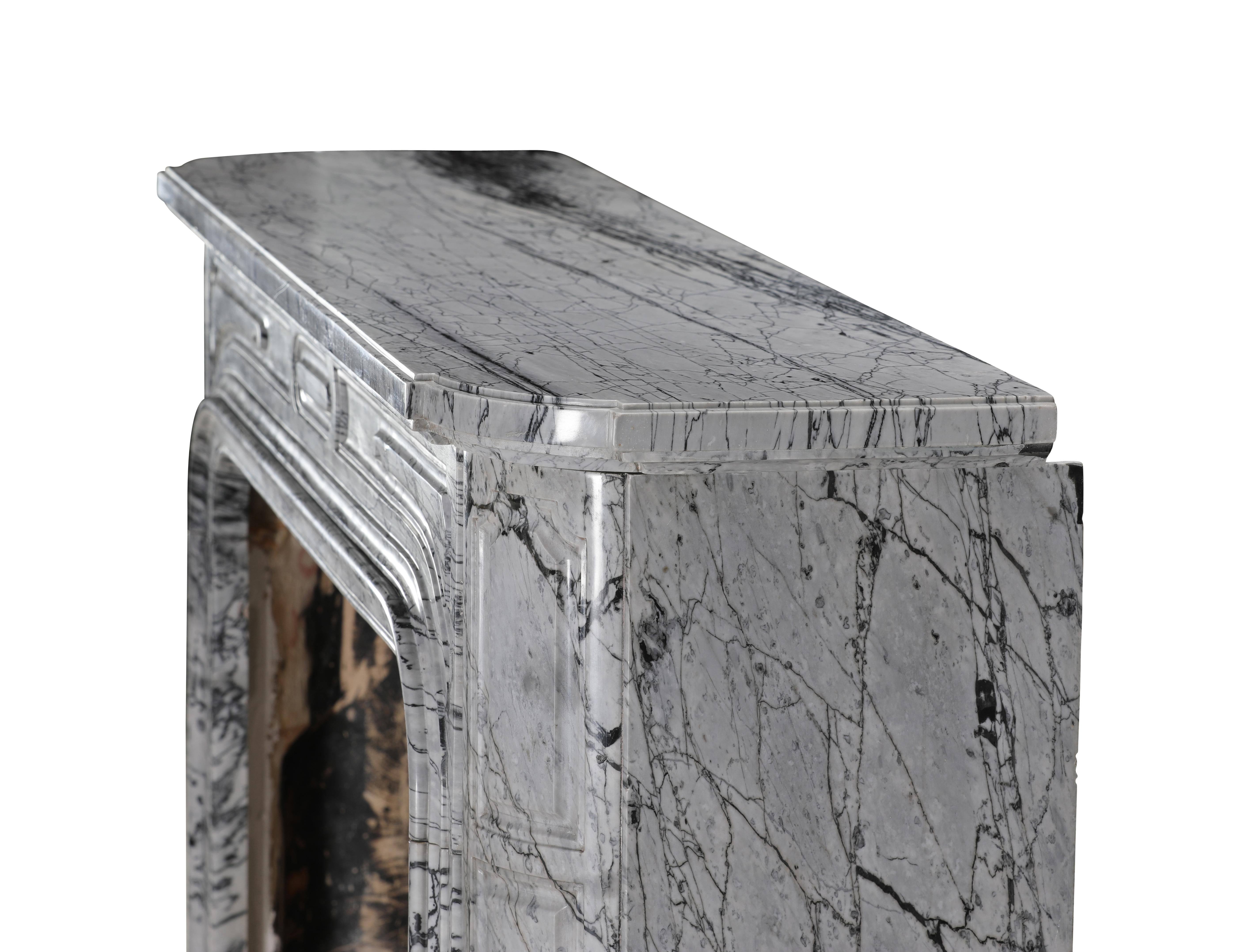 19th-Century Parisian Marble Fireplace in Bleu Fleuri  Authentic French Mantel For Sale 12