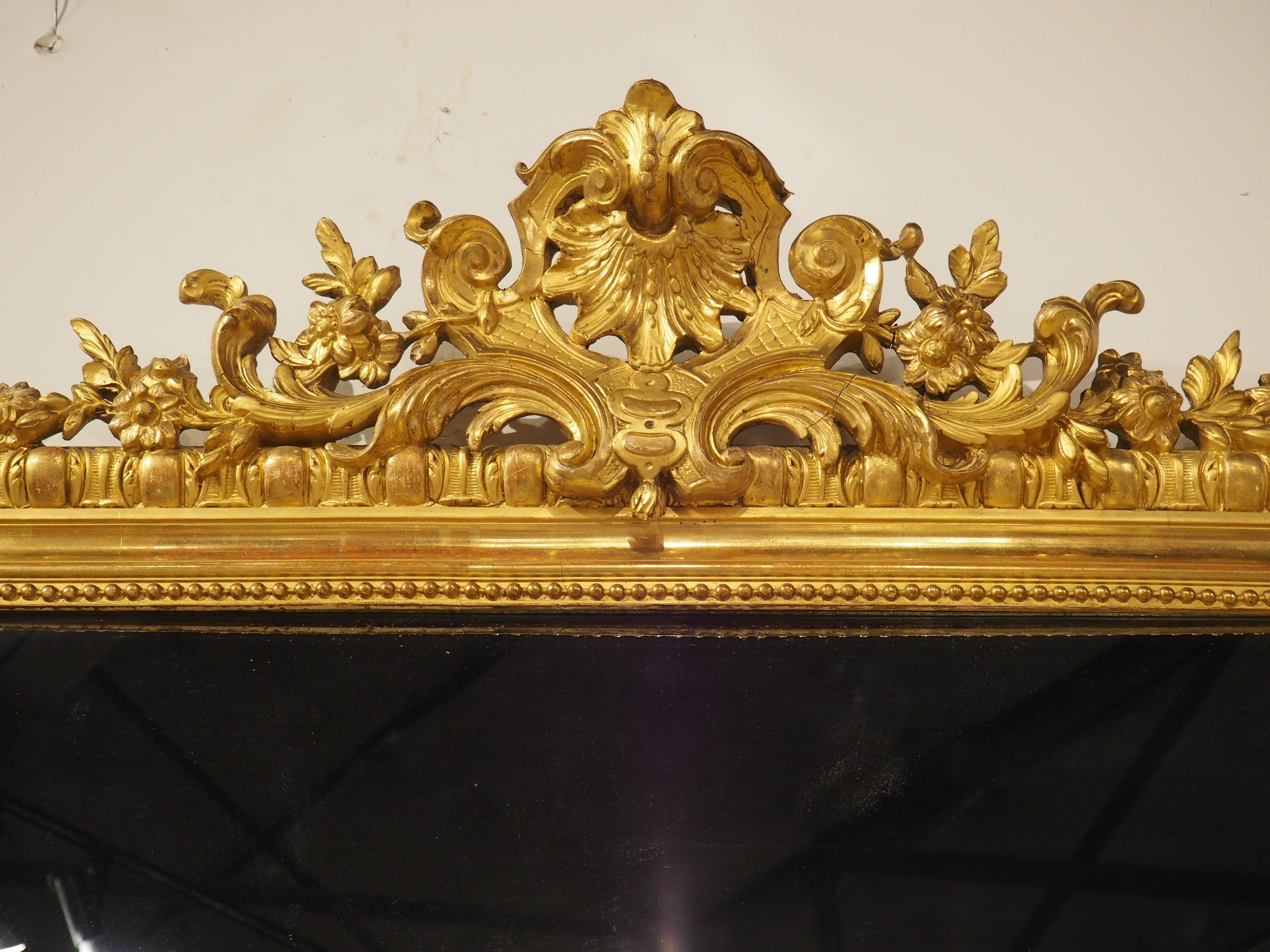 Glass 19th Century Parisian Napoleon III Style Giltwood Mirror, Circa 1880