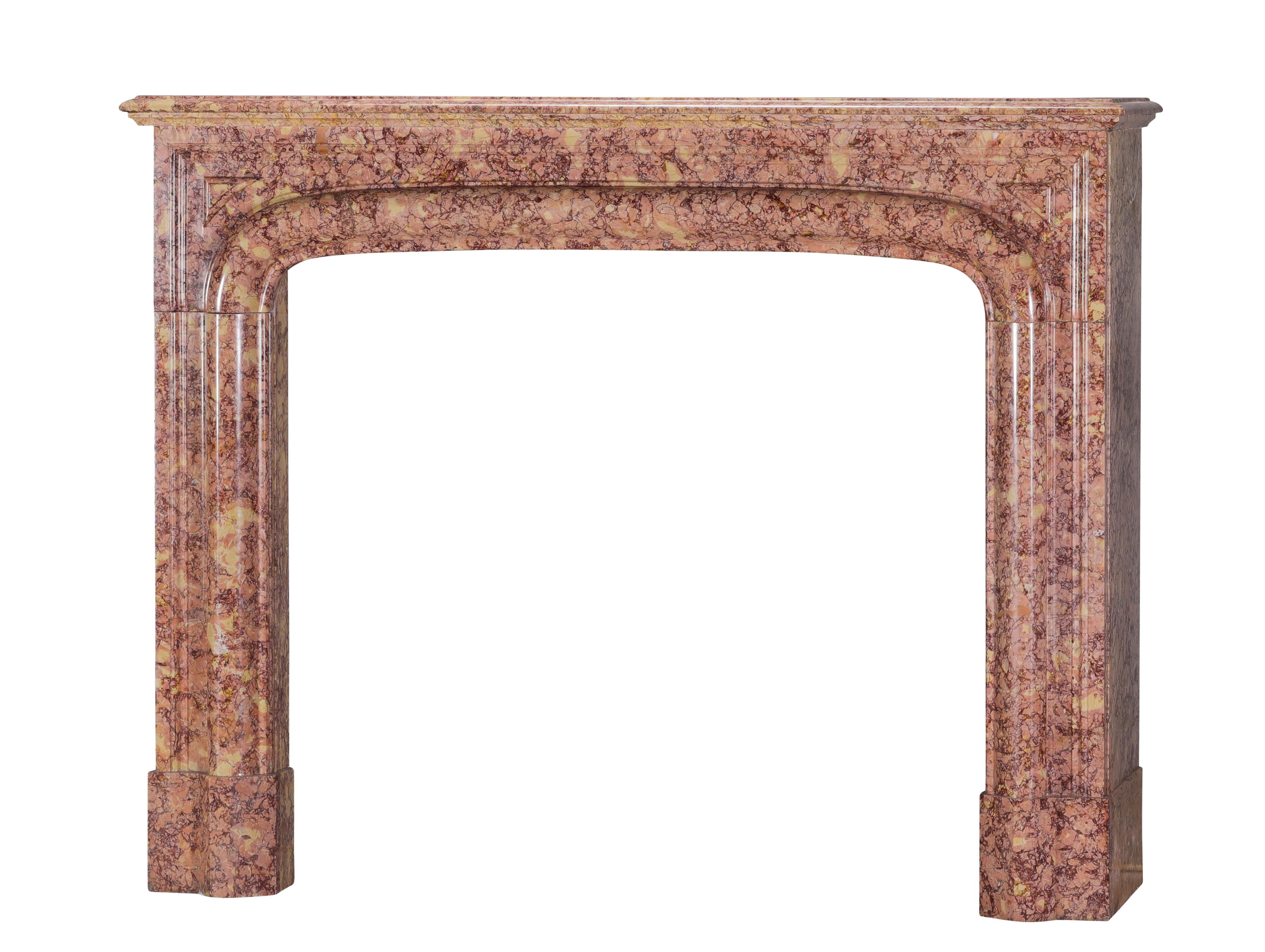19th Century Parisian Style Fireplace Surround In Brocatelle Marble Luxus Design For Sale 8
