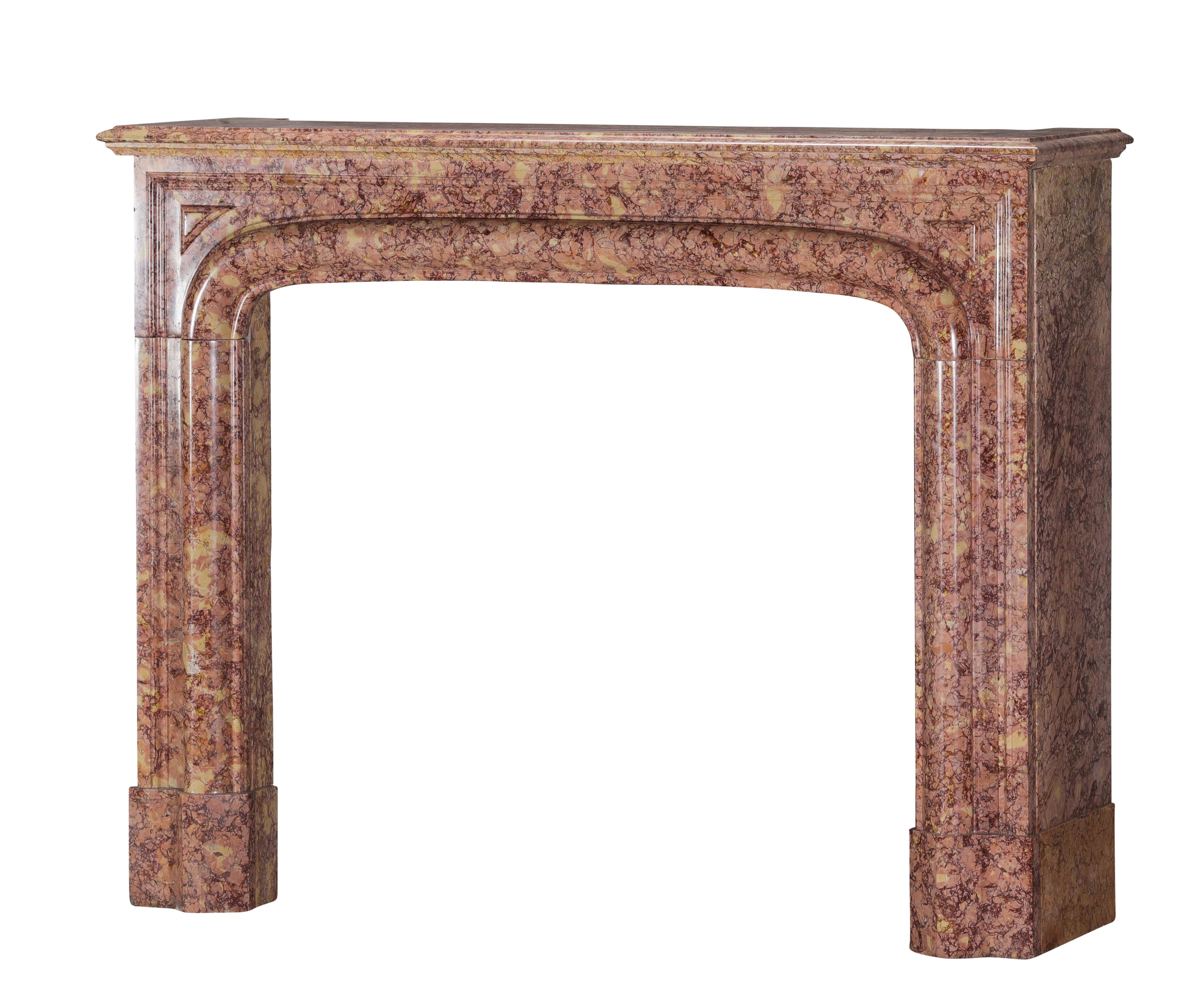 19th Century Parisian Style Fireplace Surround In Brocatelle Marble Luxus Design For Sale 10
