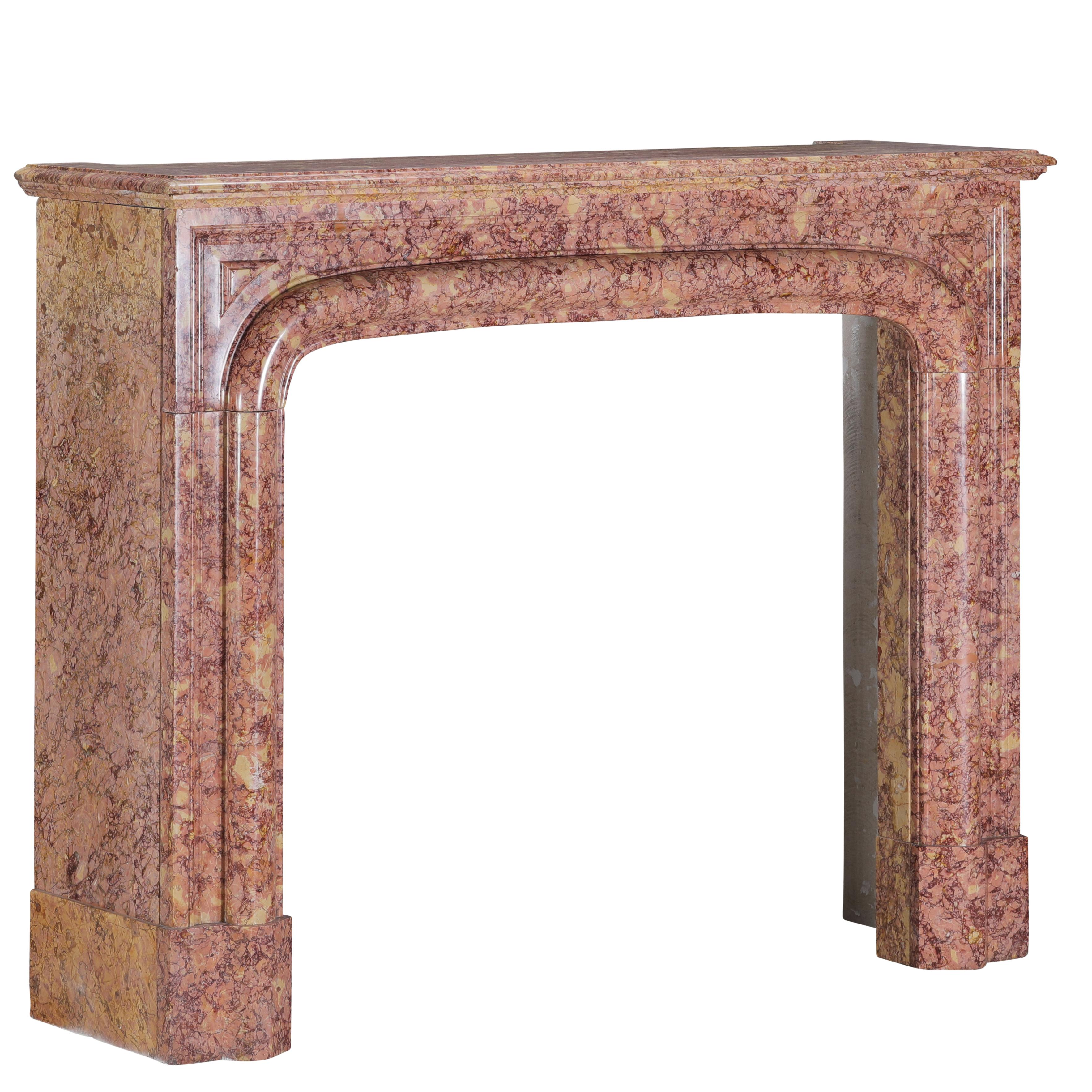 19th Century Parisian Style Fireplace Surround In Brocatelle Marble Luxus Design For Sale 14