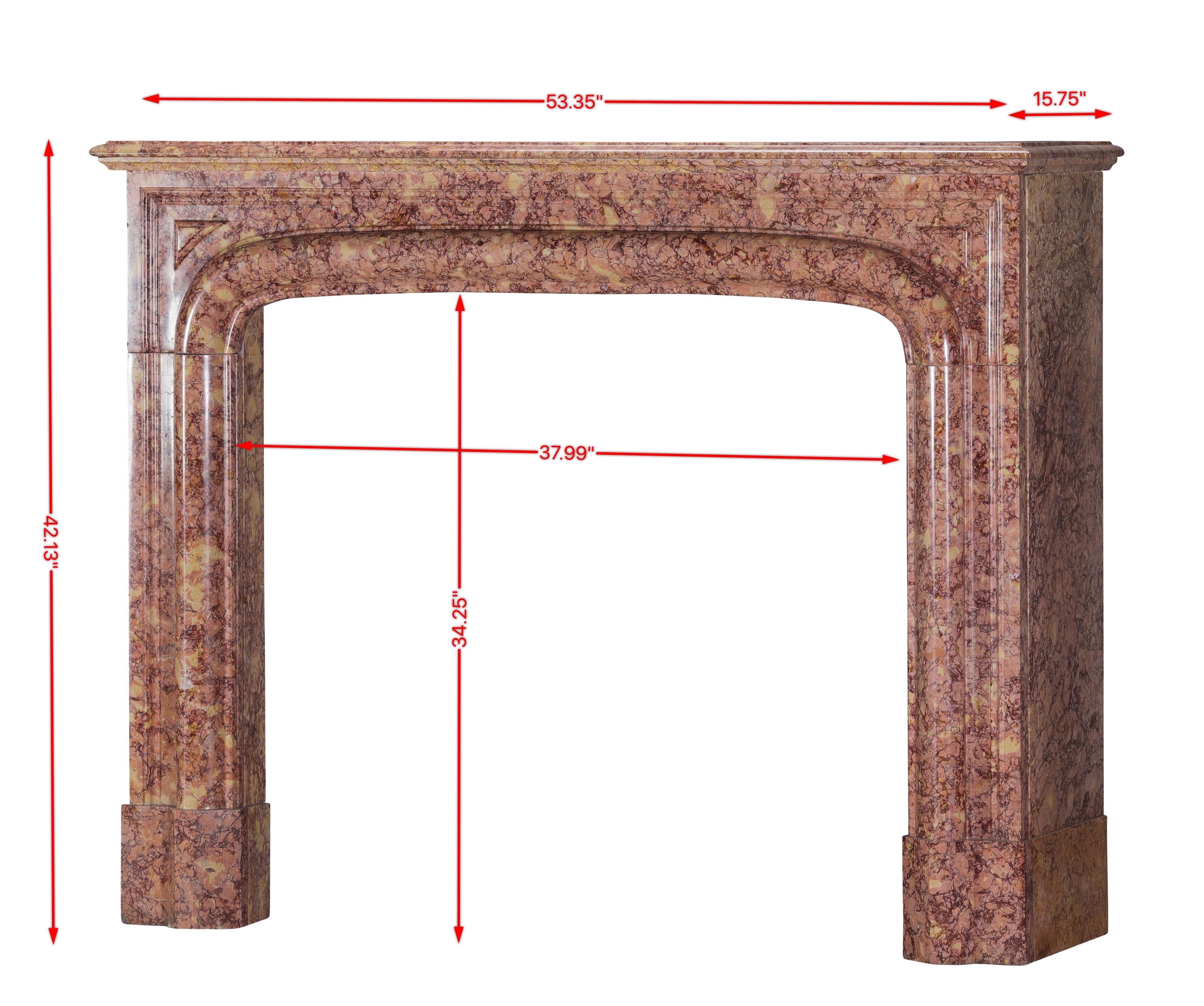 Louis XIV 19th Century Parisian Style Fireplace Surround In Brocatelle Marble Luxus Design For Sale