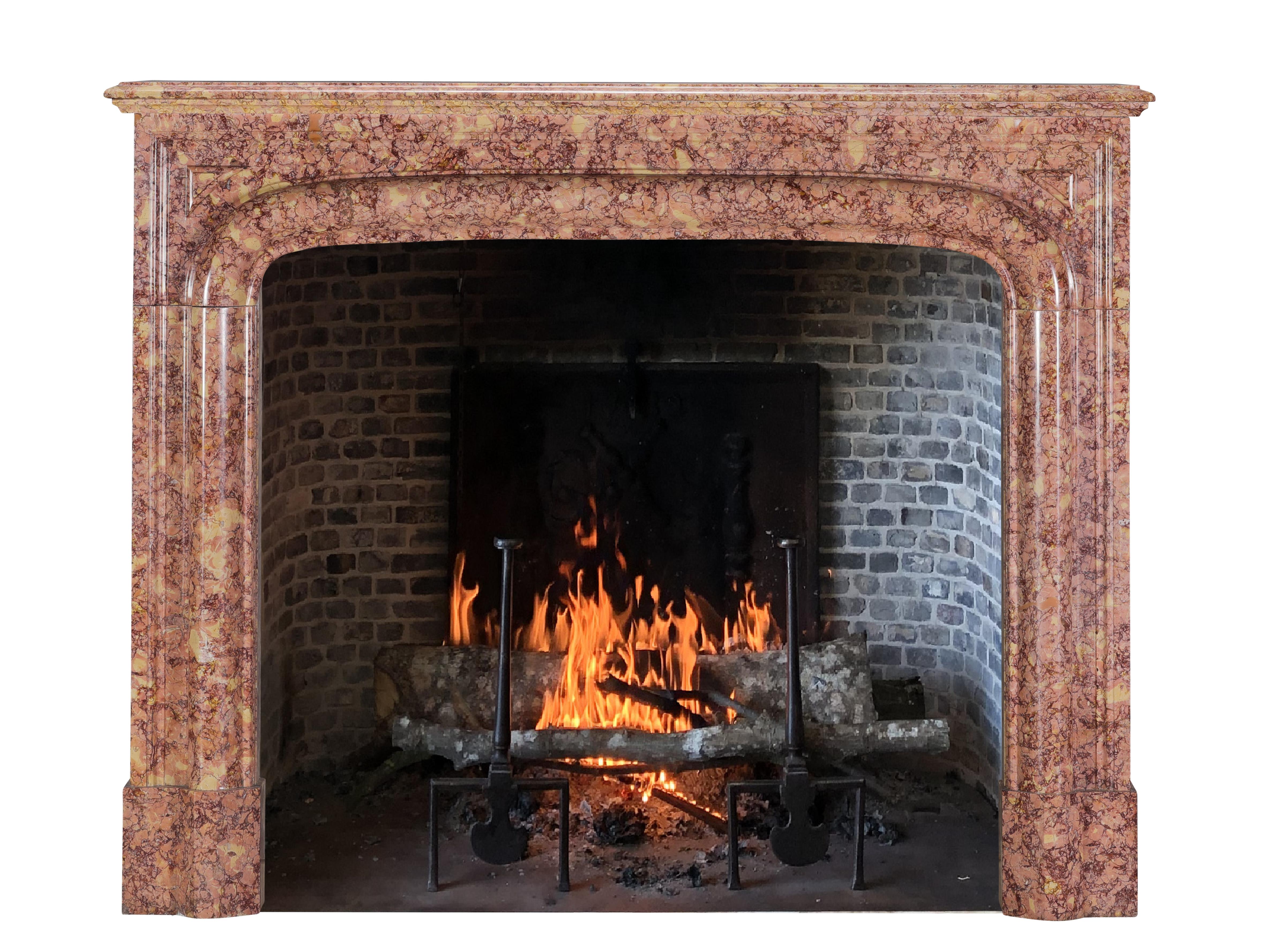 French 19th Century Parisian Style Fireplace Surround In Brocatelle Marble Luxus Design For Sale