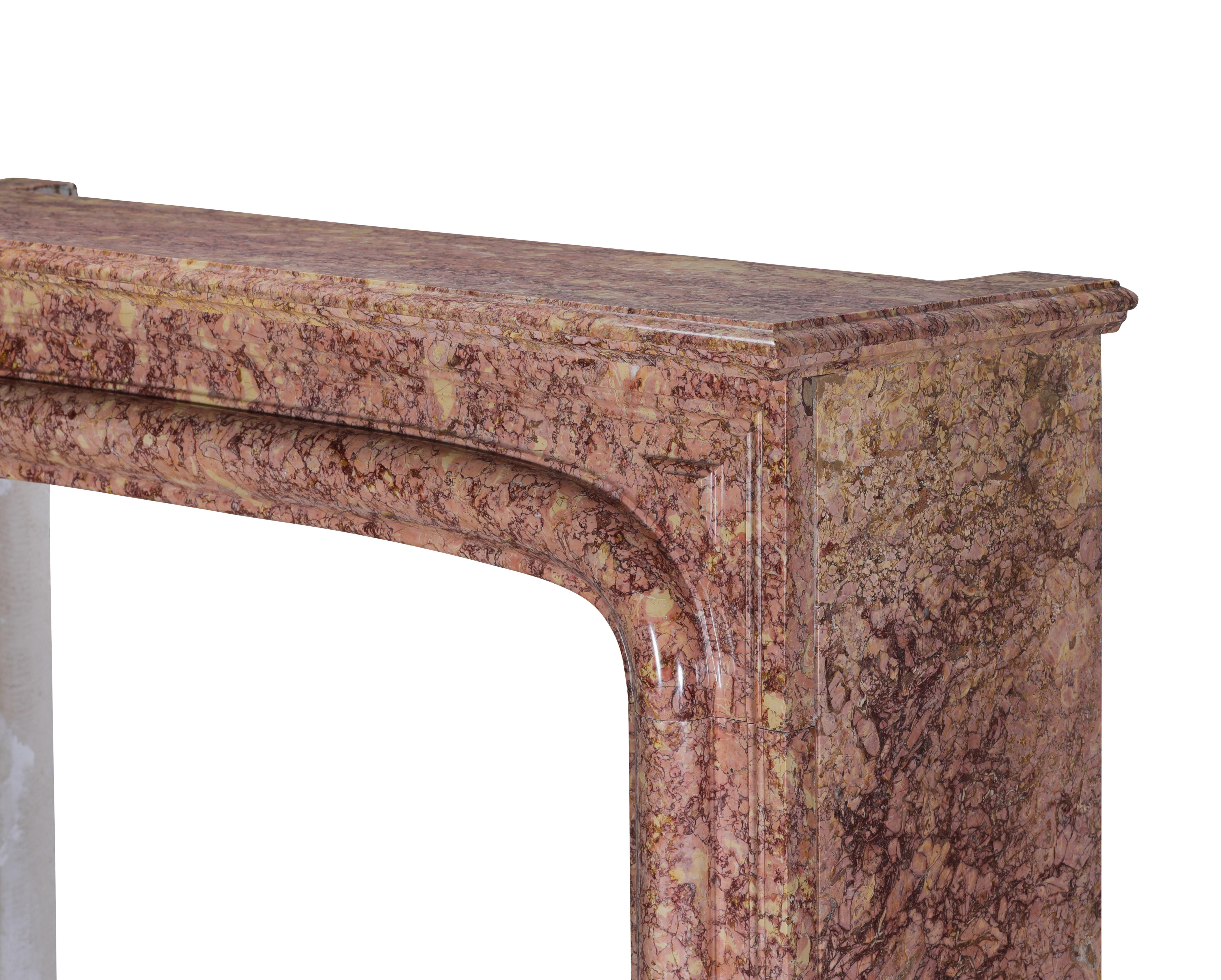 19th Century Parisian Style Fireplace Surround In Brocatelle Marble Luxus Design For Sale 1