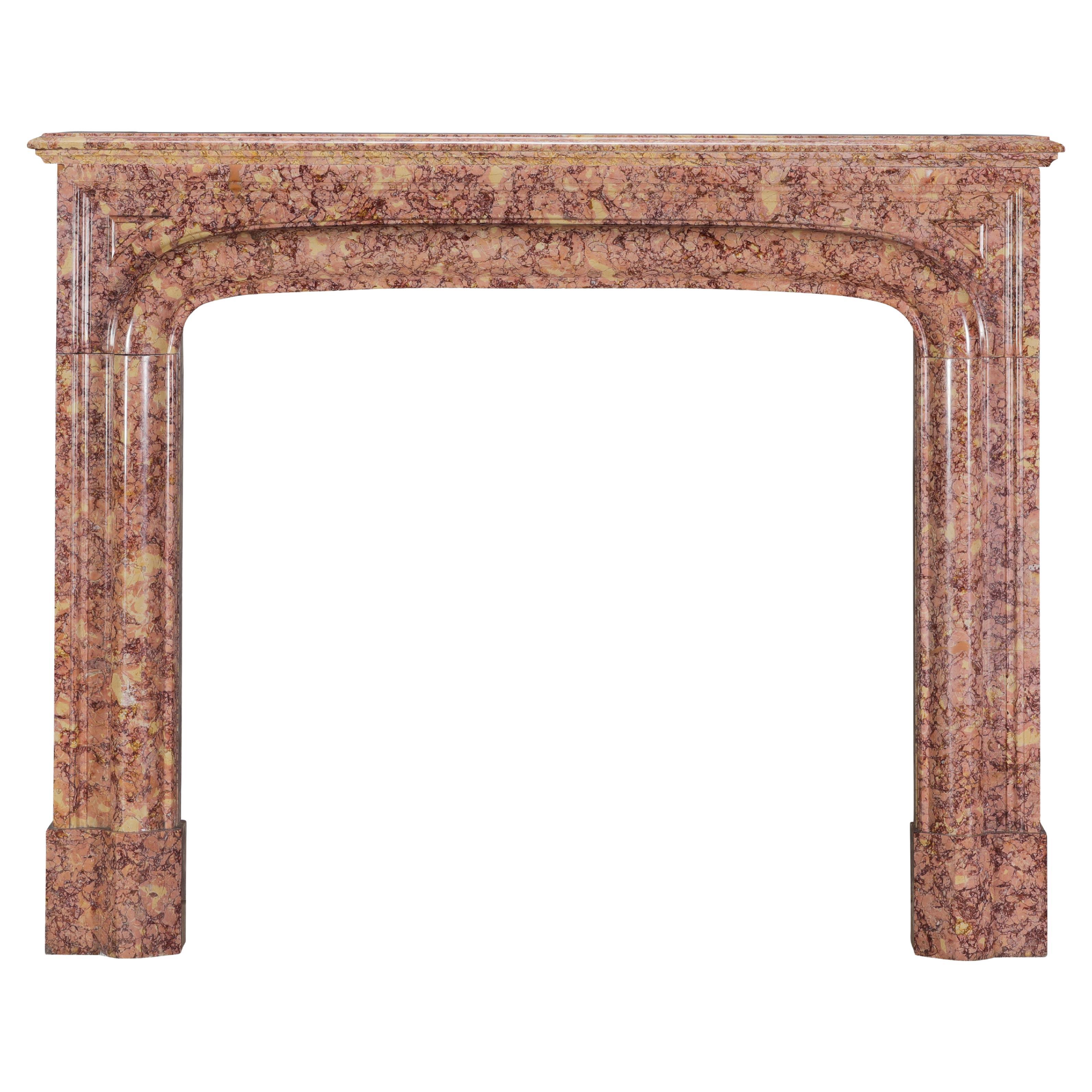 19th Century Parisian Style Fireplace Surround In Brocatelle Marble Luxus Design For Sale