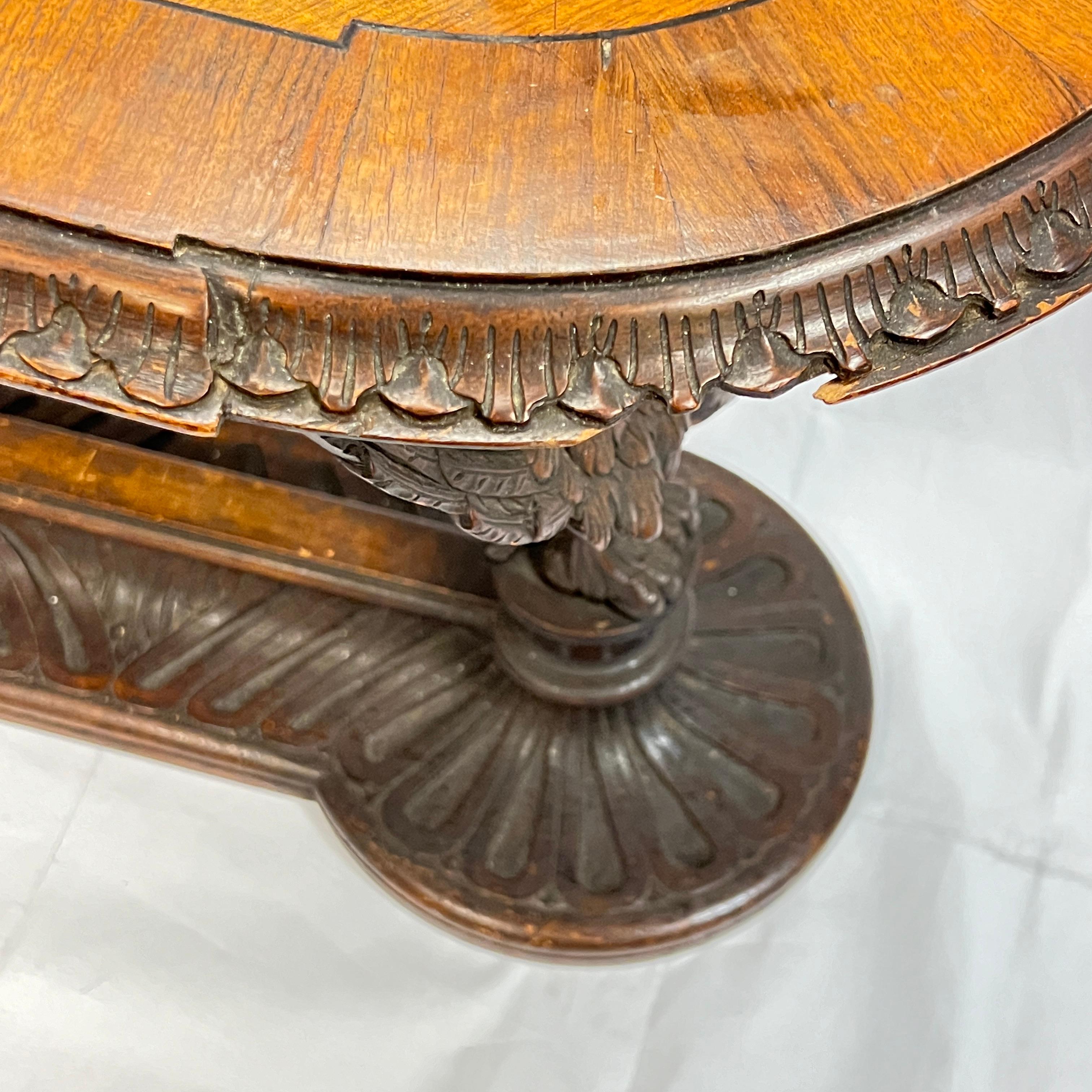 19th Century Parquetry and Marquetry Inlaid Oval Side Table with Swans 2