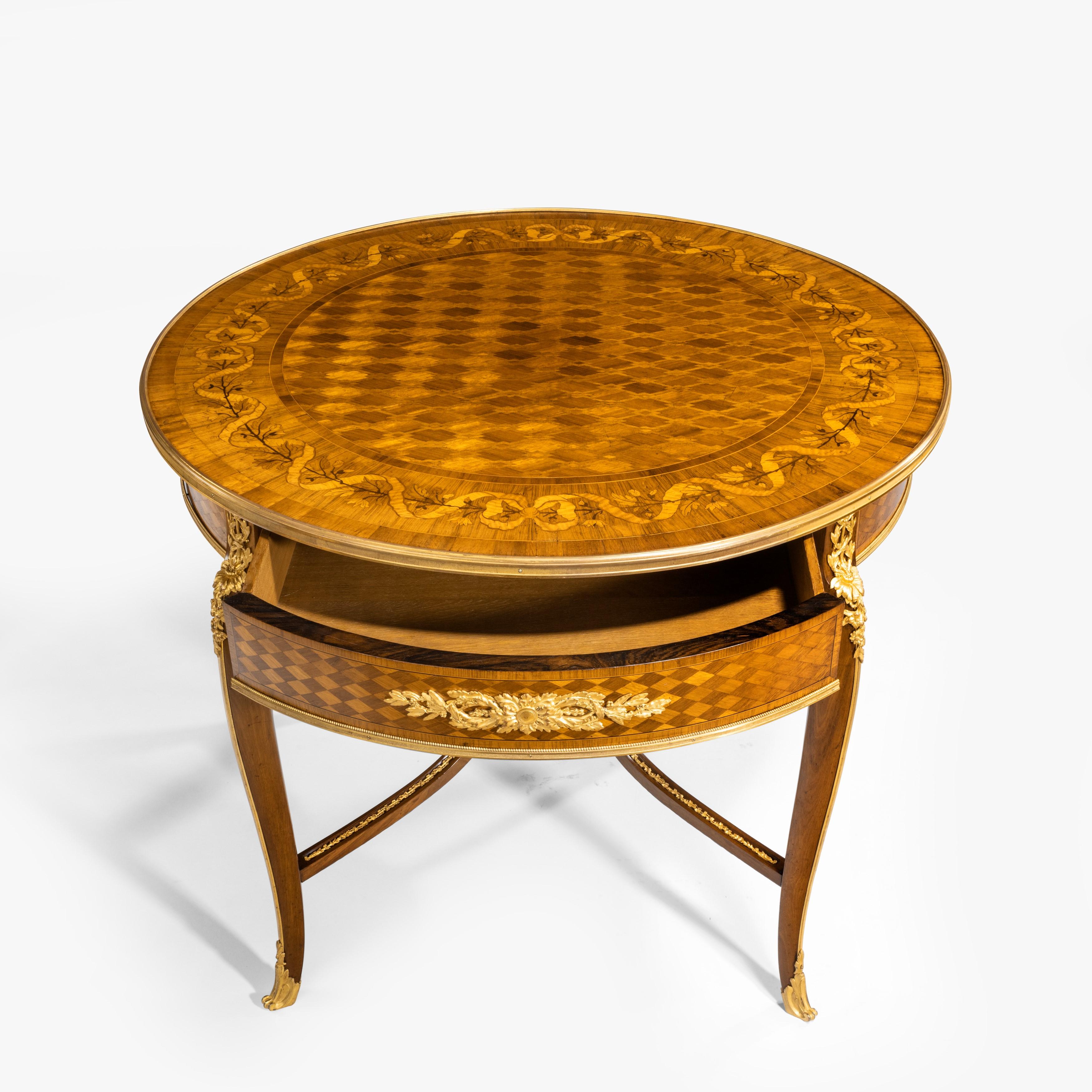 Table centrale en parqueterie du XIXe siècle de style Louis XVI par François Linke en vente 5