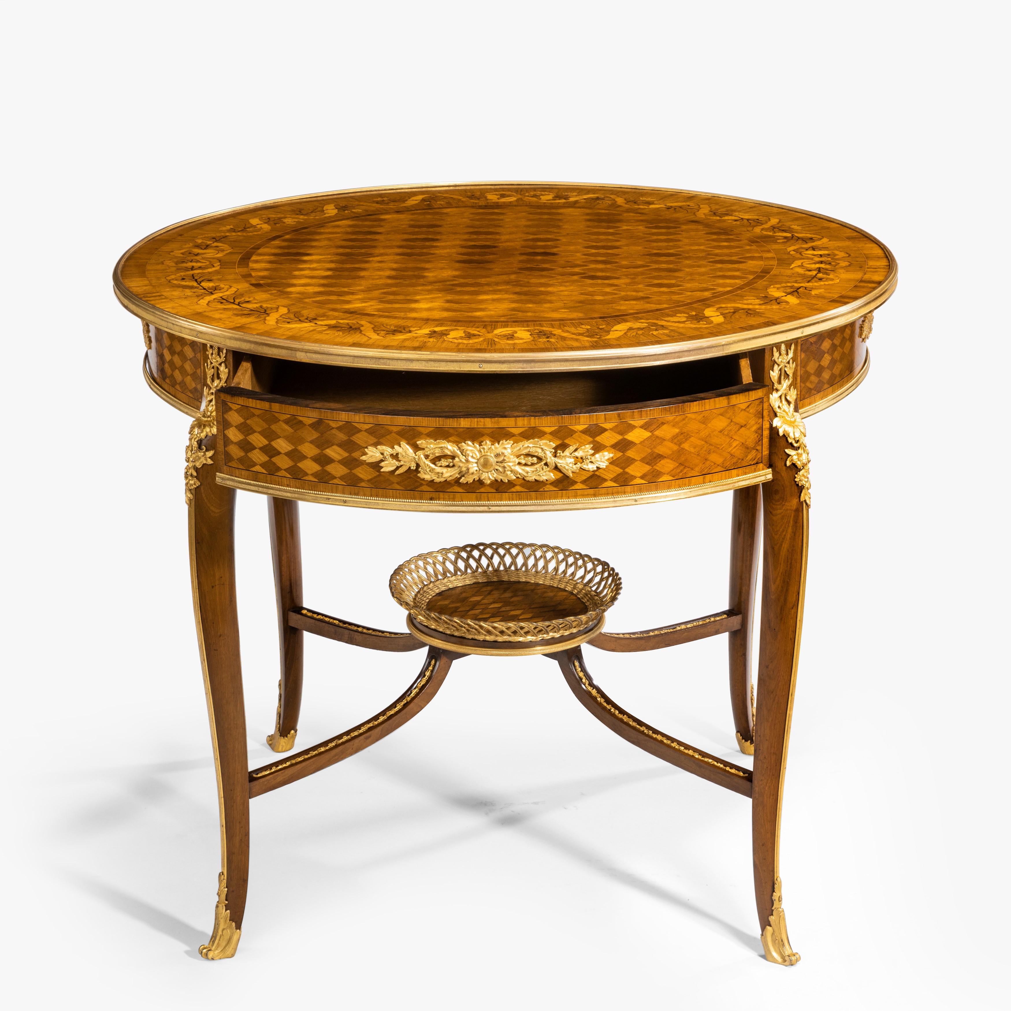 19th Century Parquetry Centre Table in the Louis XVI Manner by François Linke For Sale 2