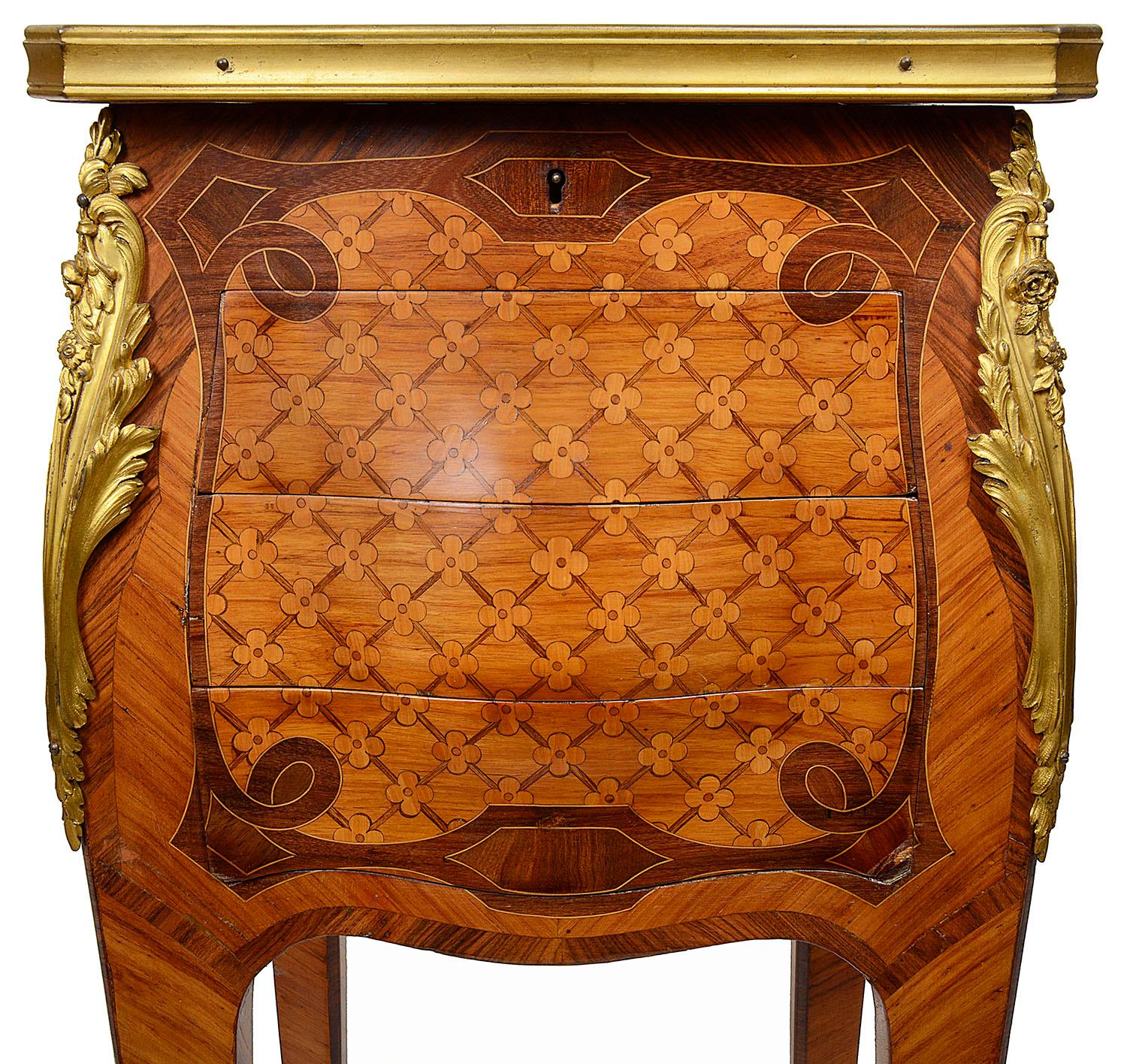 Veneer 19th Century Parquetry Inlaid Side Table, after Linke For Sale