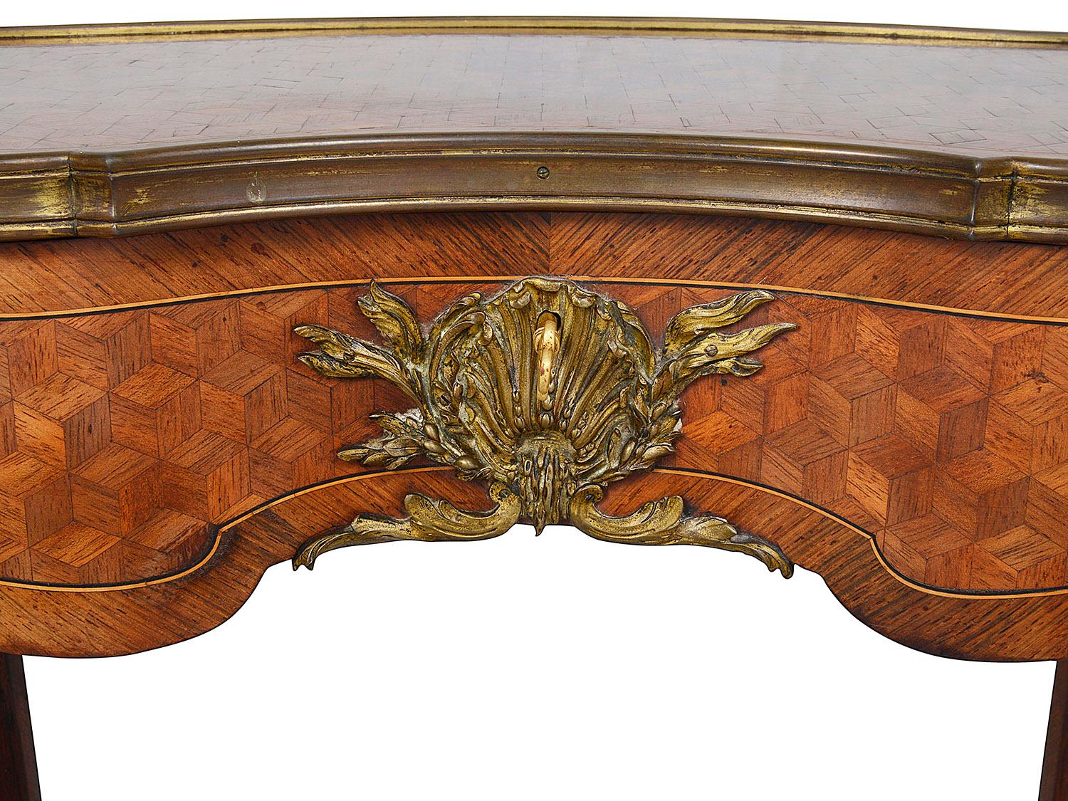 Louis XVI 19th Century Parquetry Inlaid Side Table, Signed, Linke