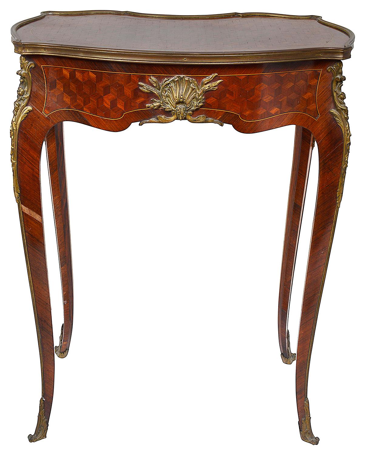 19th Century Parquetry Inlaid Side Table, Signed, Linke In Good Condition In Brighton, Sussex