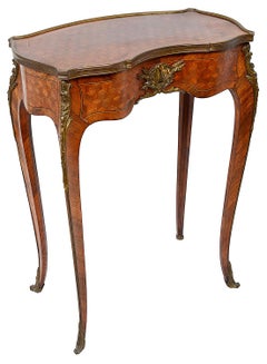 19th Century Parquetry Inlaid Side Table, Signed, Linke