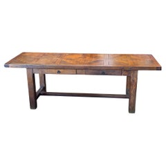 Vintage 19th Century Parquetry Toped Farm Table