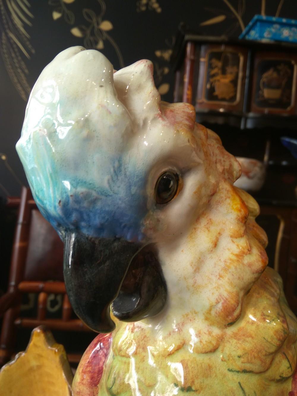 19th Century Parrot Majolica Vase, Delphin Massier For Sale 1