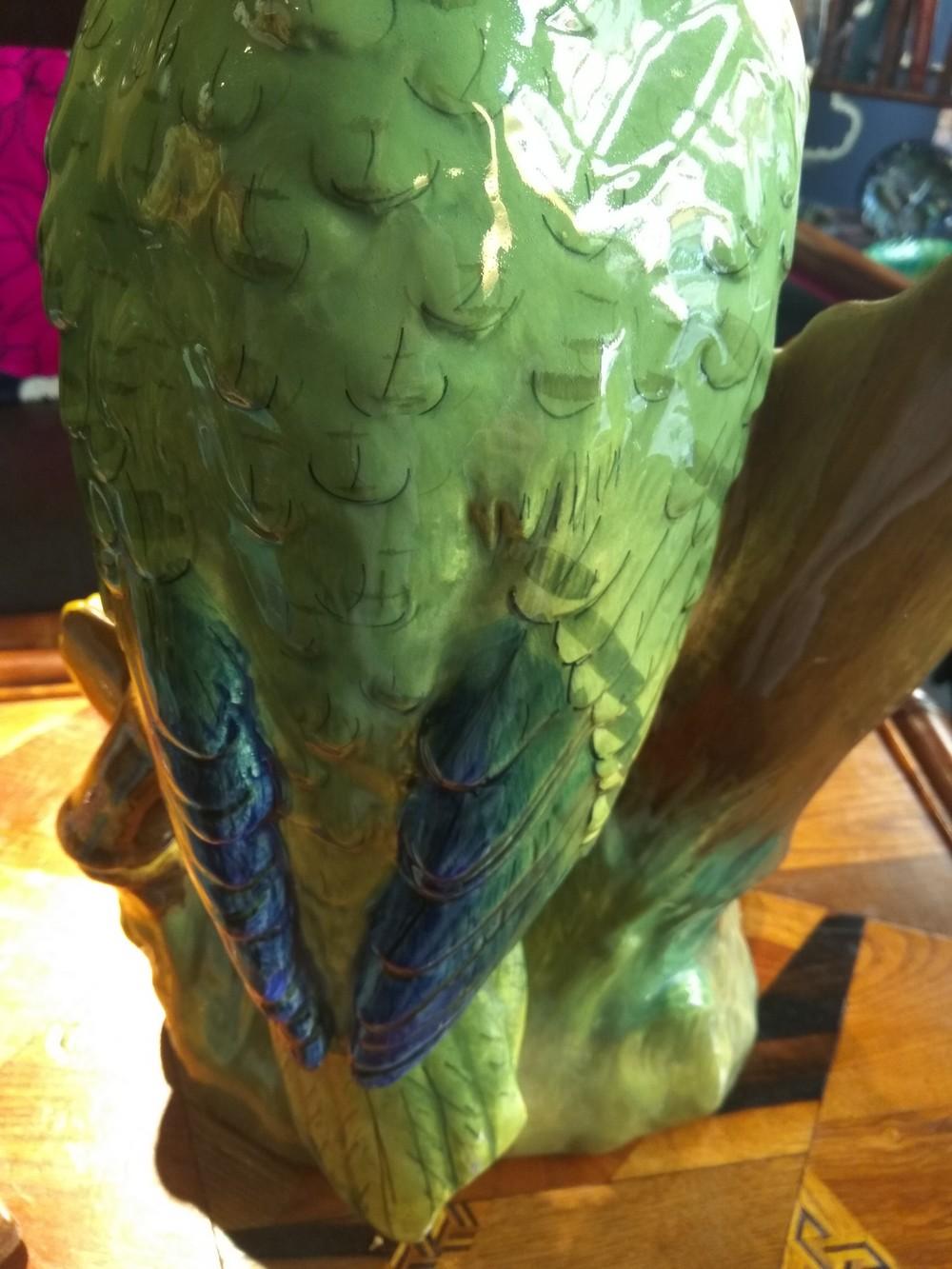 19th Century Parrot Majolica Vase, Delphin Massier For Sale 3