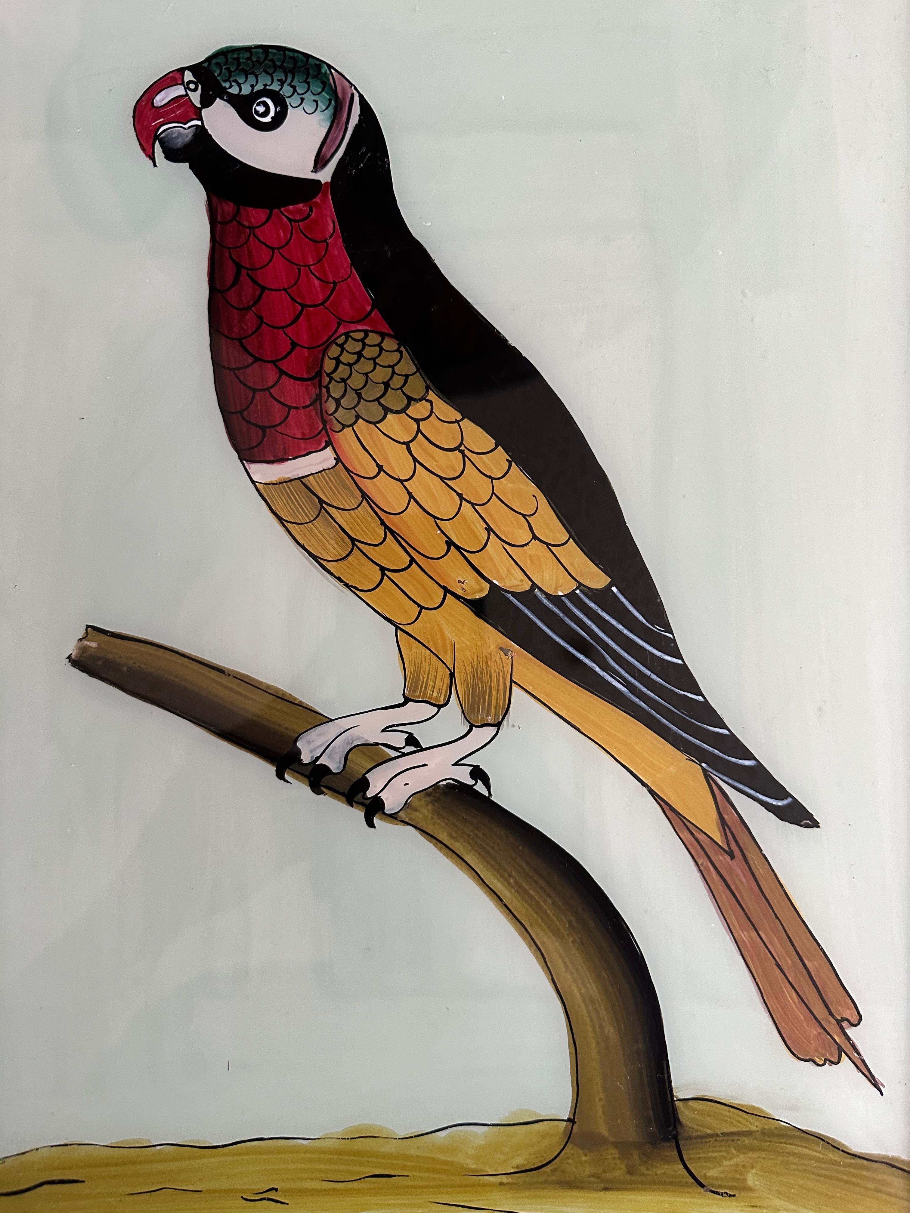 This vibrant 19th-century parrot portrait captures the striking beauty and vivid colors of one of nature’s most exotic birds. The artist’s meticulous attention to detail showcases the parrot’s rich plumage, expressive eyes, and distinctive features,