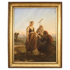pastel sur papier du XIXe siècle Peinture de scène populaire française, 1880