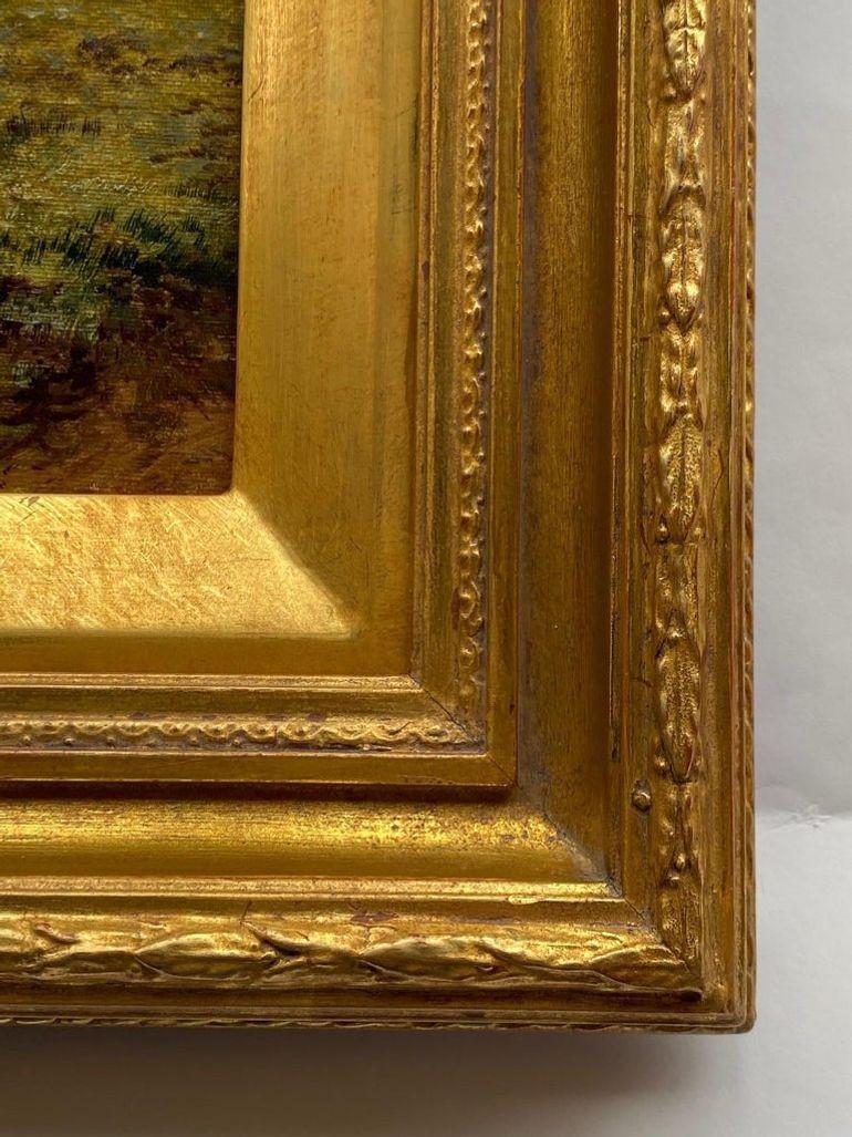 Pintura al óleo del siglo XIX Paisaje pastoral de F. Allen Británico en venta