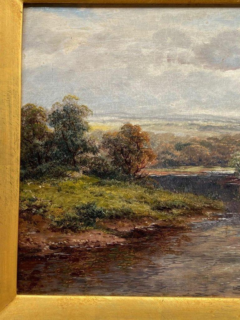 Pintura al óleo del siglo XIX Paisaje pastoral de F. Allen en venta 1