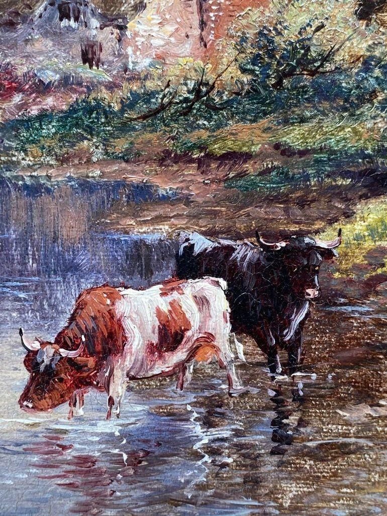 Pintura al óleo del siglo XIX Paisaje pastoral de F. Allen en venta 2