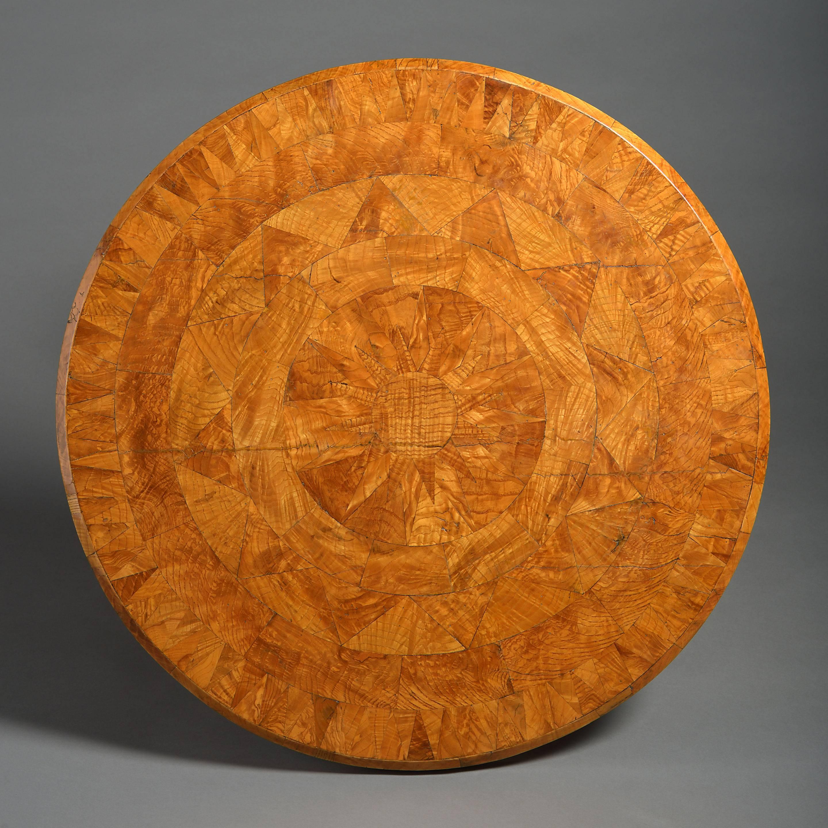 English 19th Century Patchwork Marquetry Centre or Occasional Table