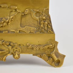 19th Century Patinated and Gilt Bronze Romantic Mantel Clock Sleeping Hunter