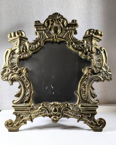 19th Century Patinated Brass Vanity Mirror