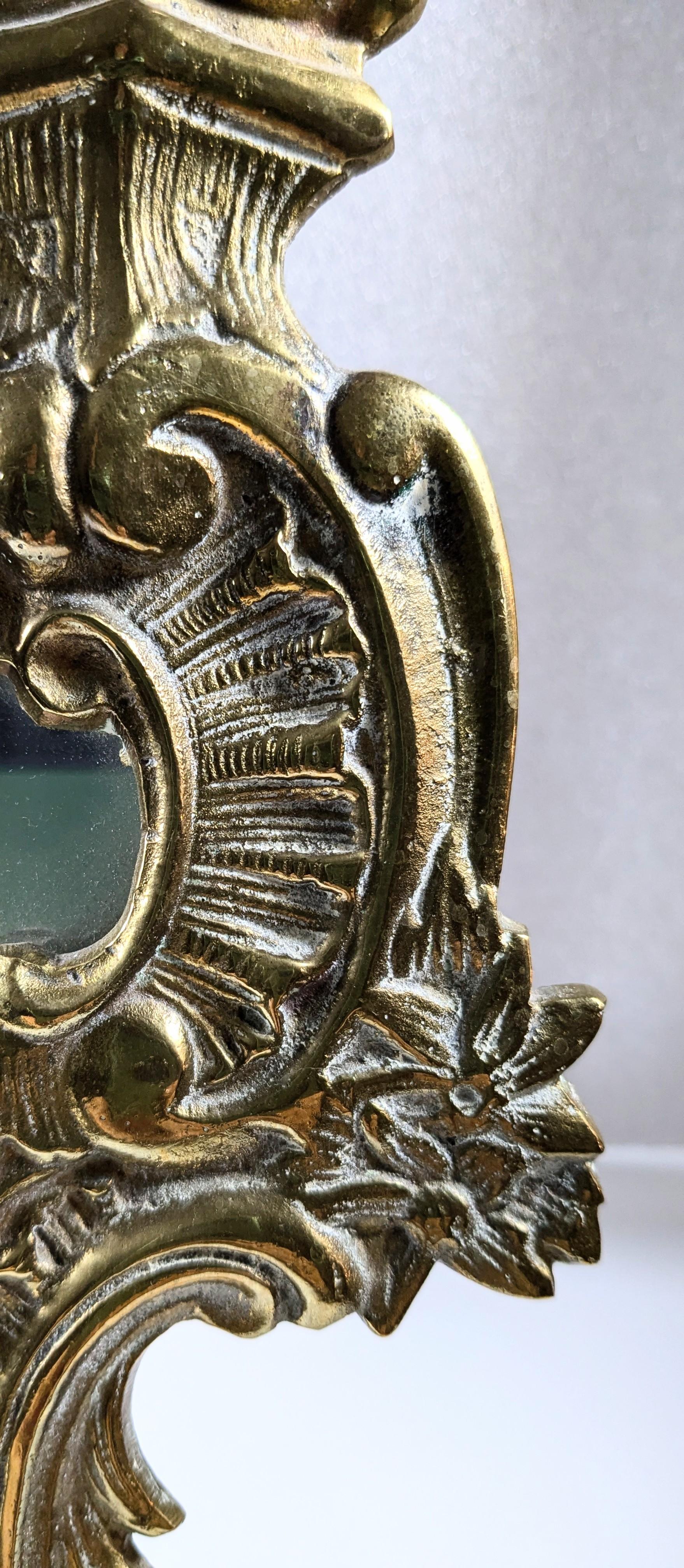 Autre Miroir de courtoisie en laiton patiné du XIXe siècle en vente