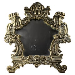 Antique 19th Century Patinated Brass Vanity Mirror