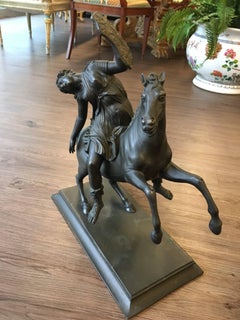 19th Century Patinated Bronze "Amazon On Horseback" Signed, M Amodio, Napoli